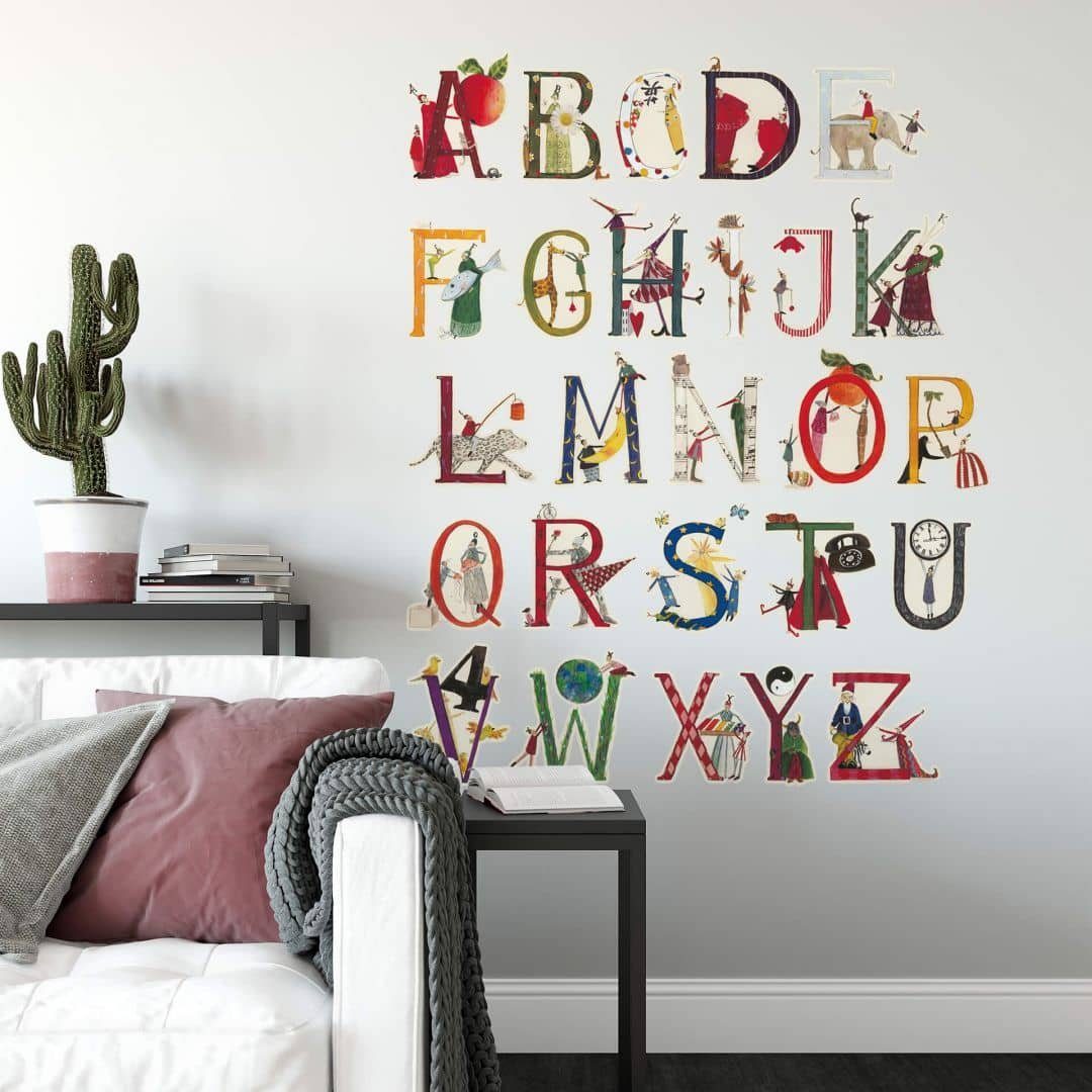K&L Wall Art Wandtattoo Wandtattoo Kunstdruck Leffler Kinderzimmer Deko Buchstaben lernen, Wandbild selbstklebend, entfernbar