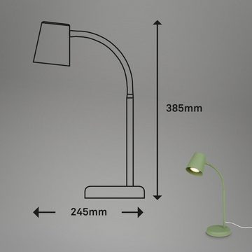 Briloner Leuchten Tischleuchte 7476019, schwenkbar, Kabelschalter, LED wechselbar, Tischlampe, 13 x 38,5cm, Grün, max. 9W, GU10, Leselampe, Schreibtisch