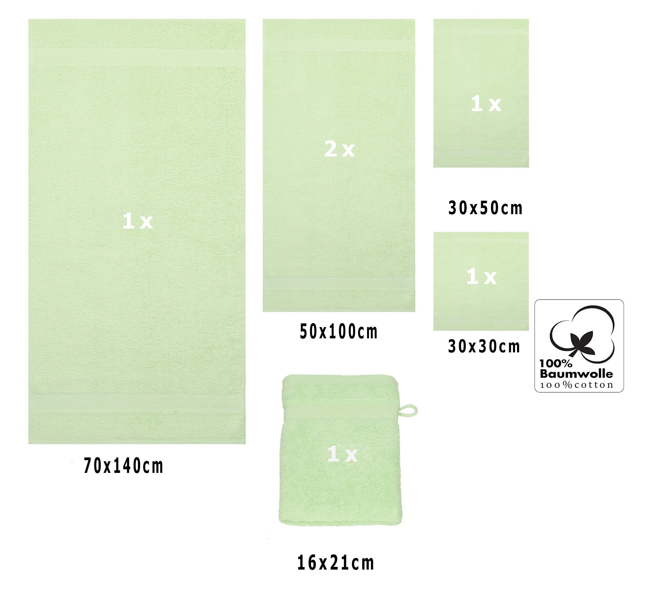 Farben, tlg. Palermo 100% verschiedenen Handtuch grün in Betz 6 Baumwolle Set