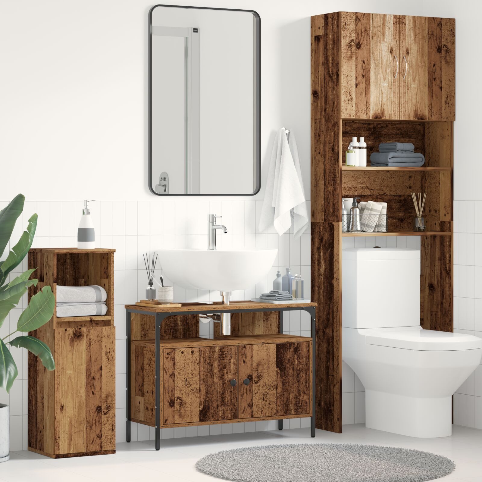vidaXL Waschtisch 80 x 30 x 60 cm Badezimmer Waschbecken Schrank Altholz 80x30x60 cm Spa
