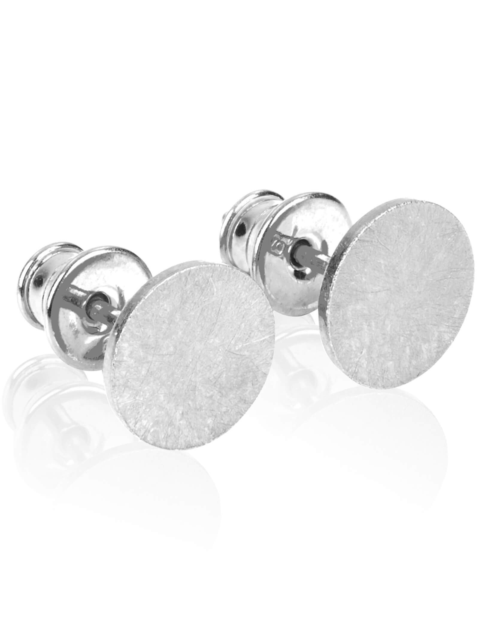 modabilé Paar Silber Ohrstecker Damen Rhodiniert, Ohrschmuck CIRCLE Kreis 925, Rund Sterling Ohrringe 8mm