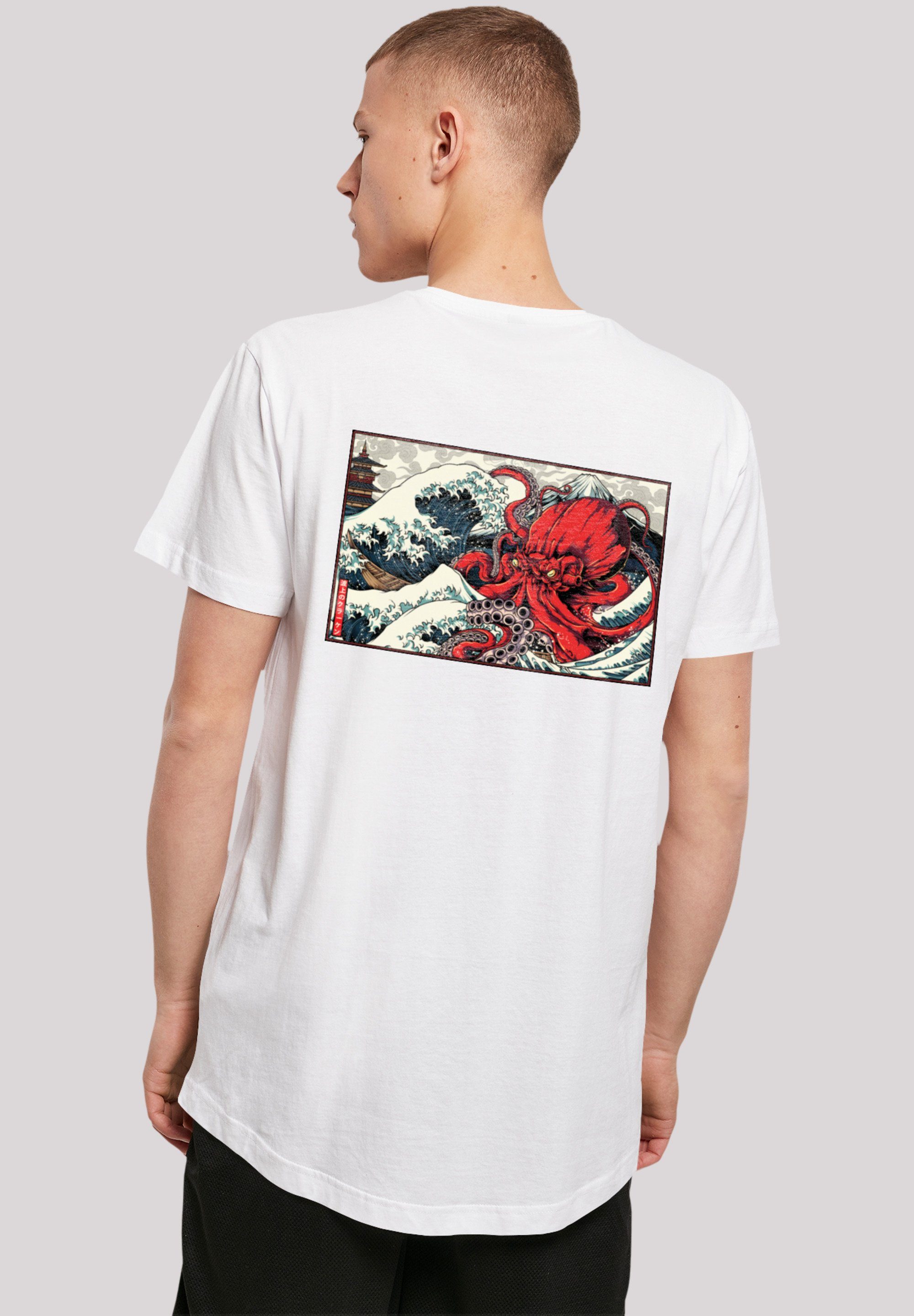 F4NT4STIC T-Shirt Kanagawa Octopus Print weiß