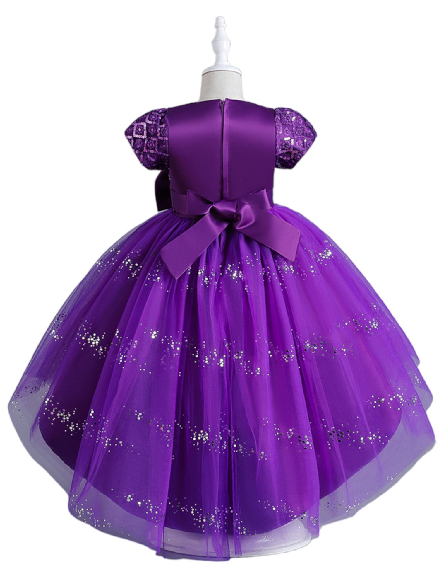 Partykleider Vokuhila-Kleid mit LAPA Lila Abendkleid Mädchen Pailletten Sommer Maxikleid