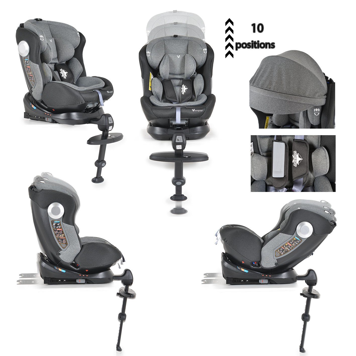 Cangaroo Autokindersitz Kindersitz Sheriff Gr. Isofix, 36 SPS, grau bis: 0/1/2/3, (0-36kg) Sonnendach kg