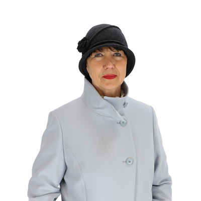 halsüberkopf Accessoires Filzhut Kappe Hut aus 100% Wolle mit Blumenapplikationen