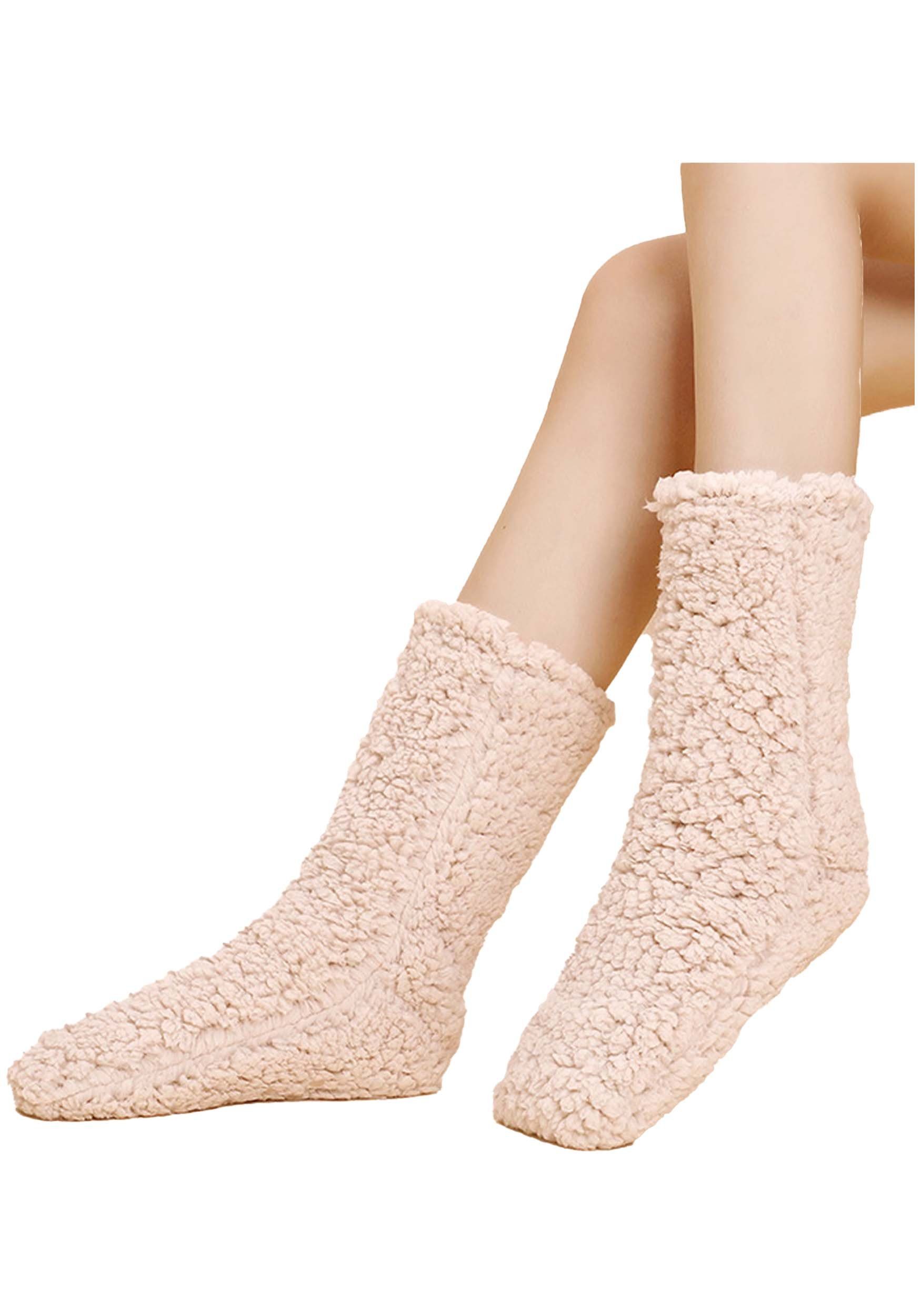 warme Samtsocken Gepolsterte Haussocken khaki MAGICSHE