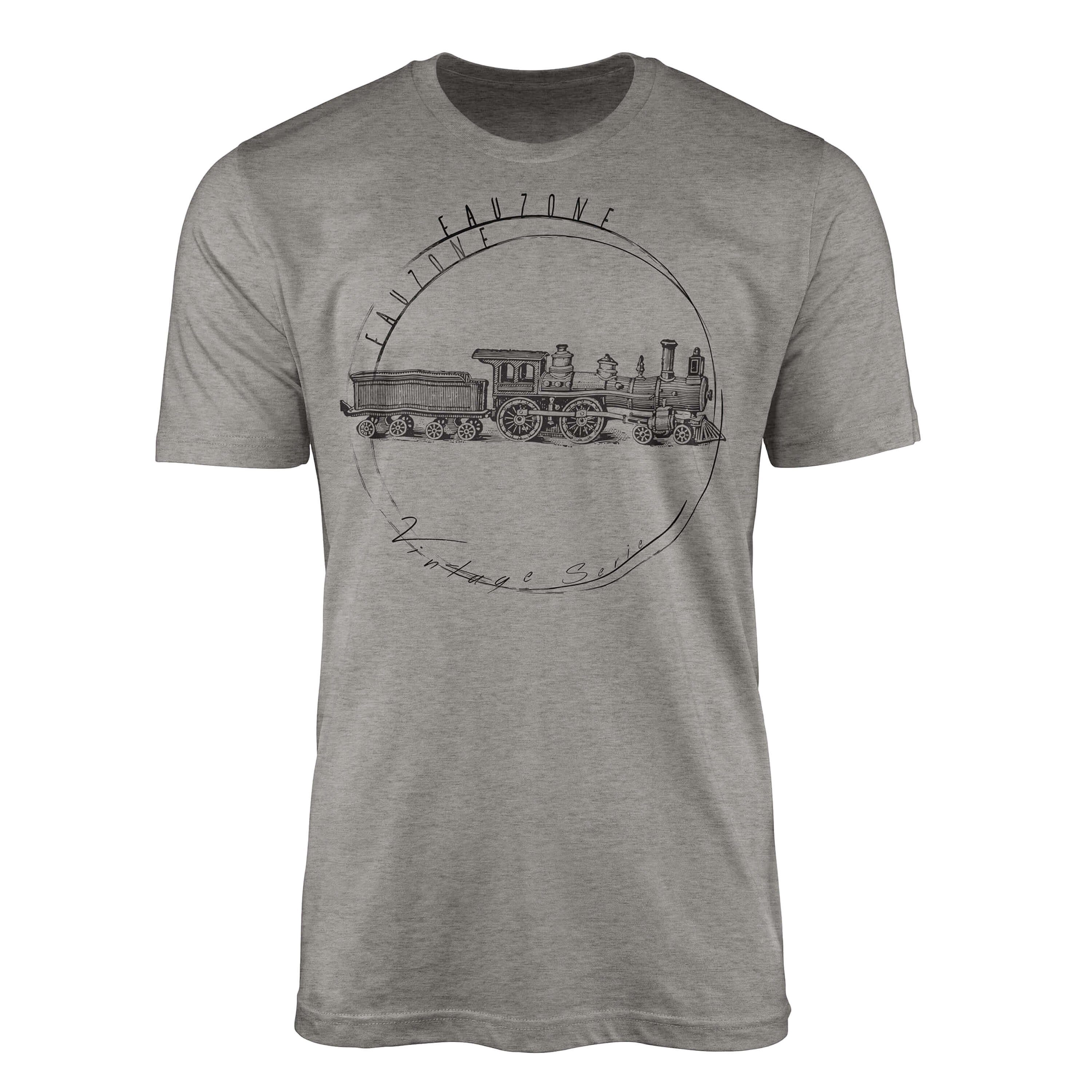 Sinus Art T-Shirt Vintage Herren T-Shirt Lokomotive Ash