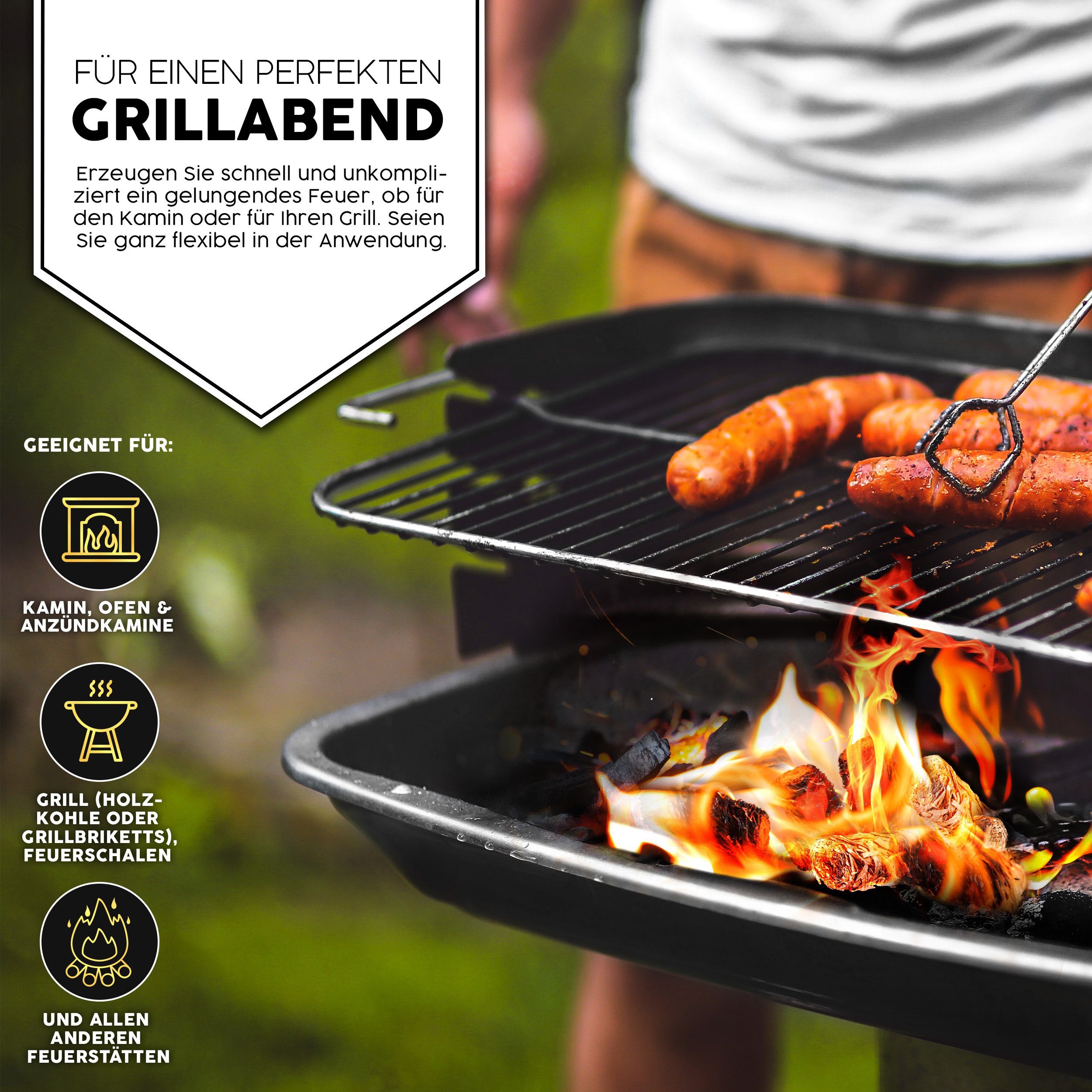 grillas Anzündkamin BIO Anzünder Kaminanzünder Holzwolle Grillanzünder (Kohleanzünder Wachsanzünder Anzündwolle, 1200-tlg., Anzündhilfe ohne Rückstände), für Ka – Bild 4 von 5