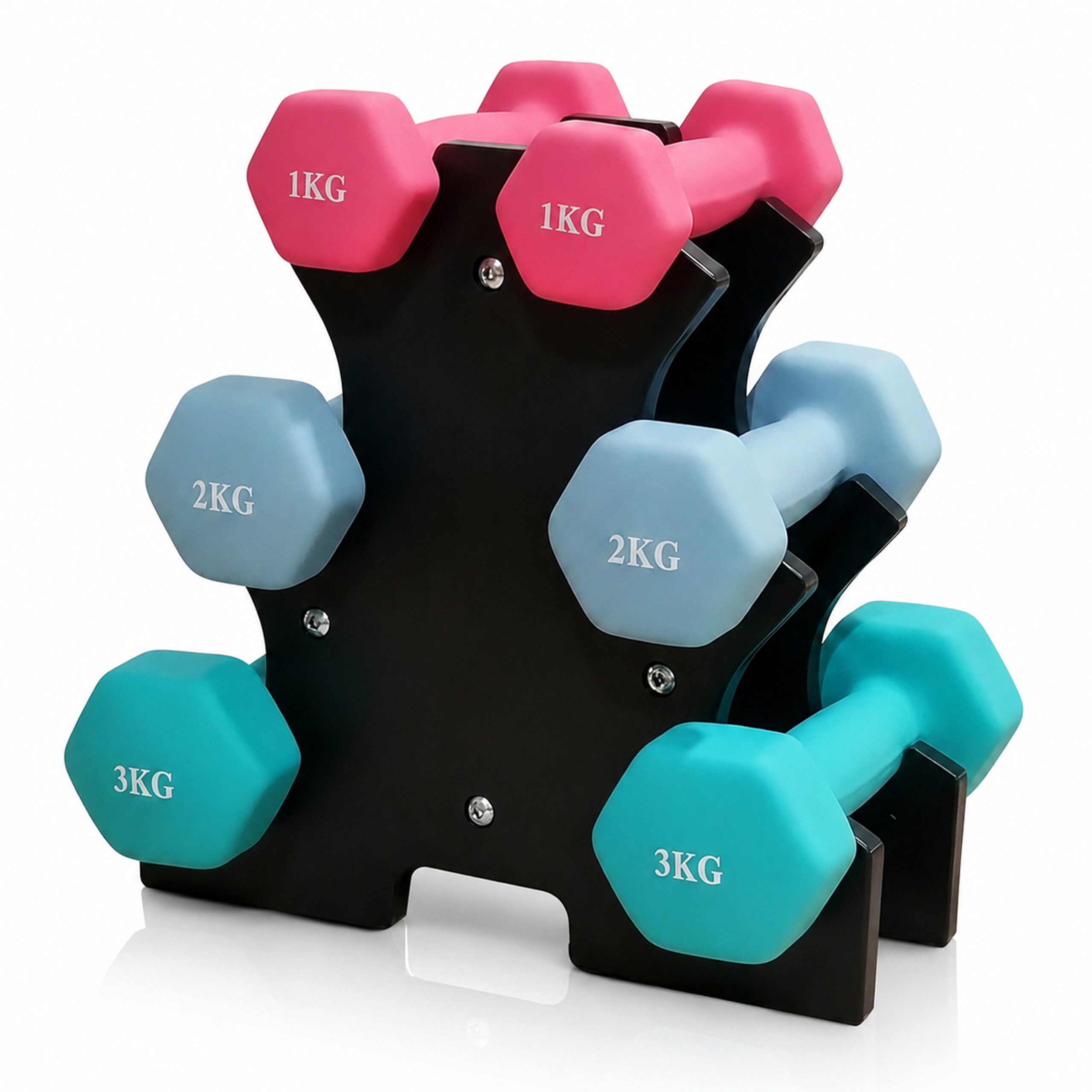 relaxdays Hantel-Set 3 Paar 1–3 kg mit Ständer