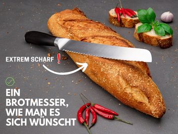 Hannah's Homebrand Brotmesser mit flachem Wellenschliff aus Ebenholz, Brotmesser mit verblüffend leichtem Schnitt
