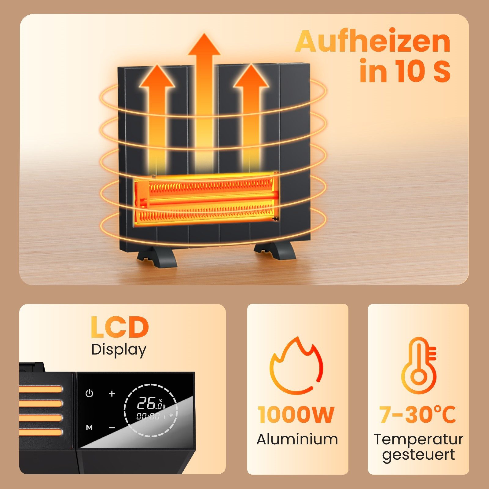 EMKE Elektro-Heizkörper elektrische Heizkörper Anthrazit 1000/1500W günstig online kaufen