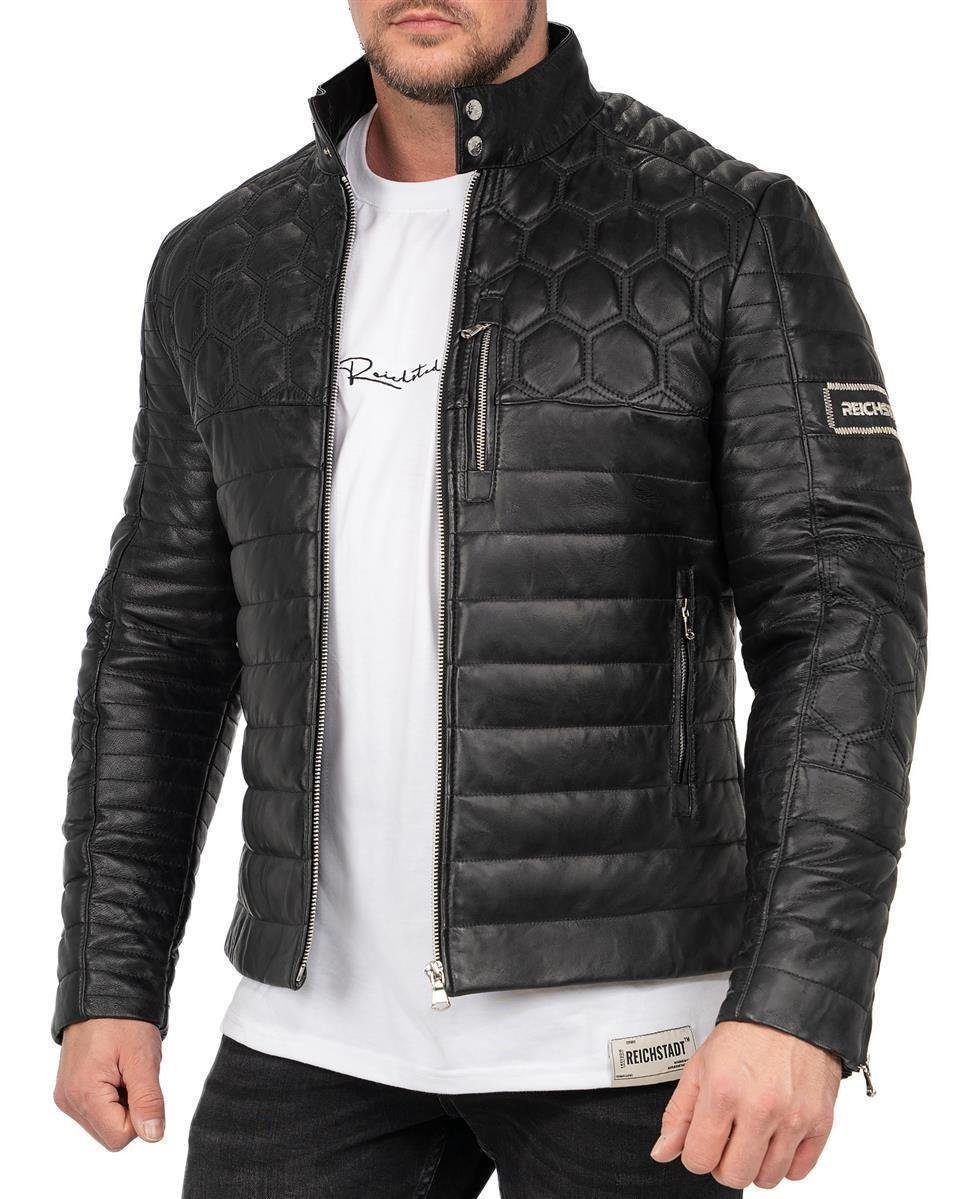 Reichstadt Lederjacke Herren ECHTLEDER Jacke 22RS31LUX (1-St) Edles Design Wabenmuster schwarz | Übergangsjacken