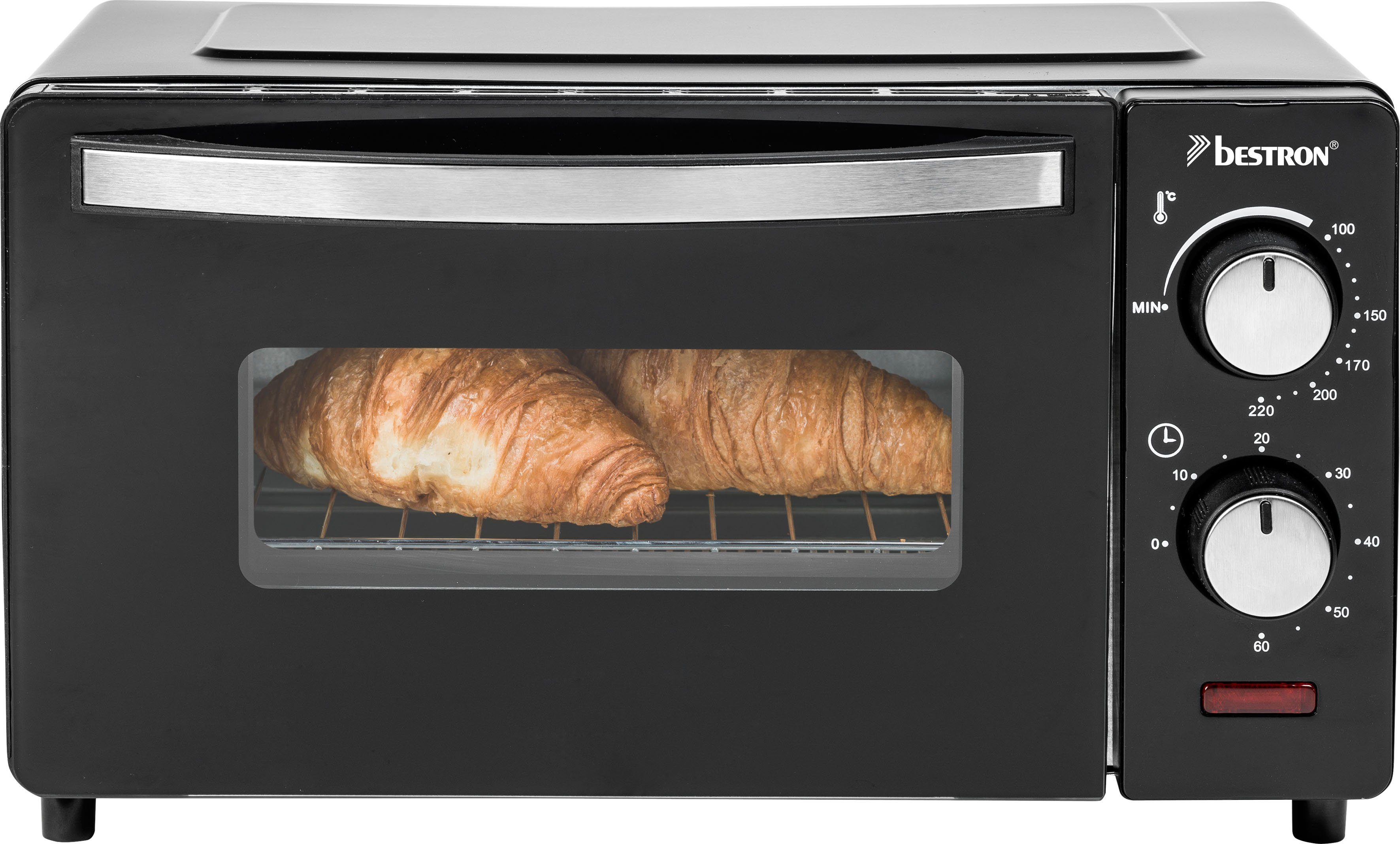 bestron Minibackofen AOV9 kompaktes Gerät, Schwarz 800 Watt