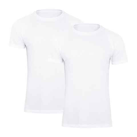 Paolo Renzo T-Shirt (2-tlg) Rundhals Basic T-Shirt O-Neck 2,4 oder 8 Stück - Shirt mit Rundhalsausschnitt aus 100% Baumwolle - Weiß oder Schwarz