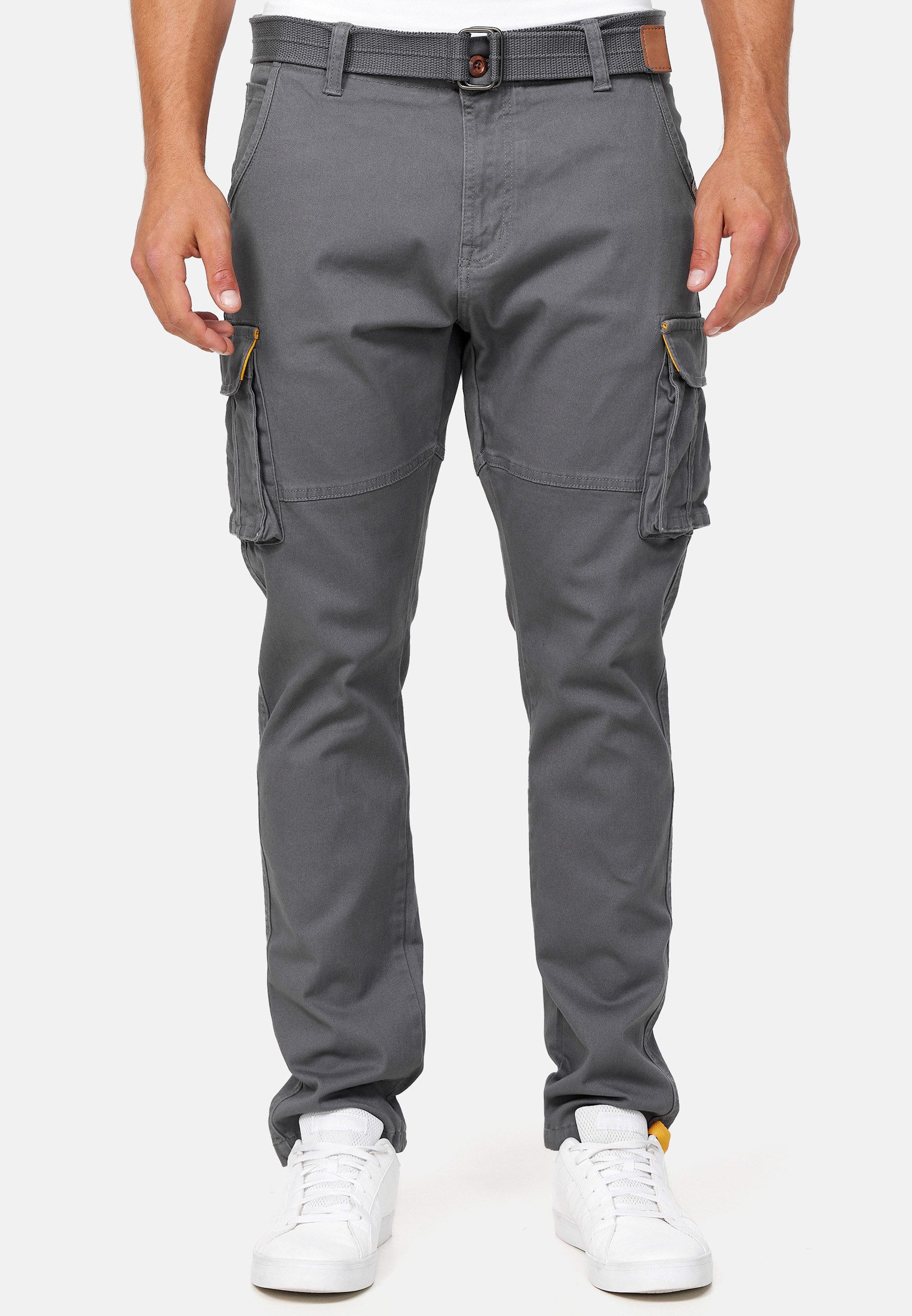 INDICODE Cargohose Herren Mathen Cargo Hose Herrenhose aus elastischer Baumwoll-Qualität, inkl. Gürtel