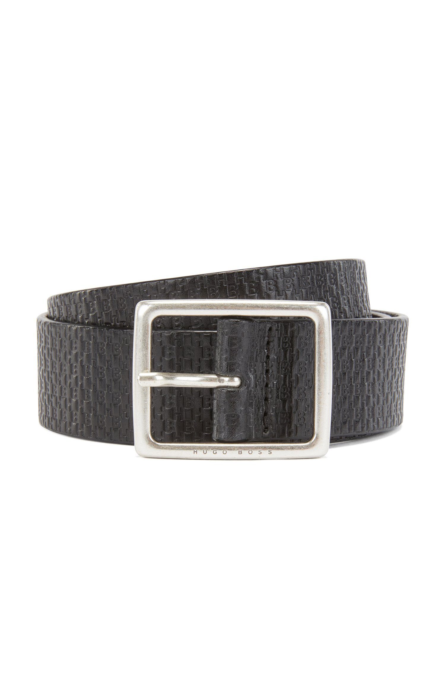 BOSS Calindo Sz35 Herenriem van suède met logo en stalen gesp, Blauw BOSS Calindo Sz35 Herenriem van suède met logo en stalen gesp, Blauw