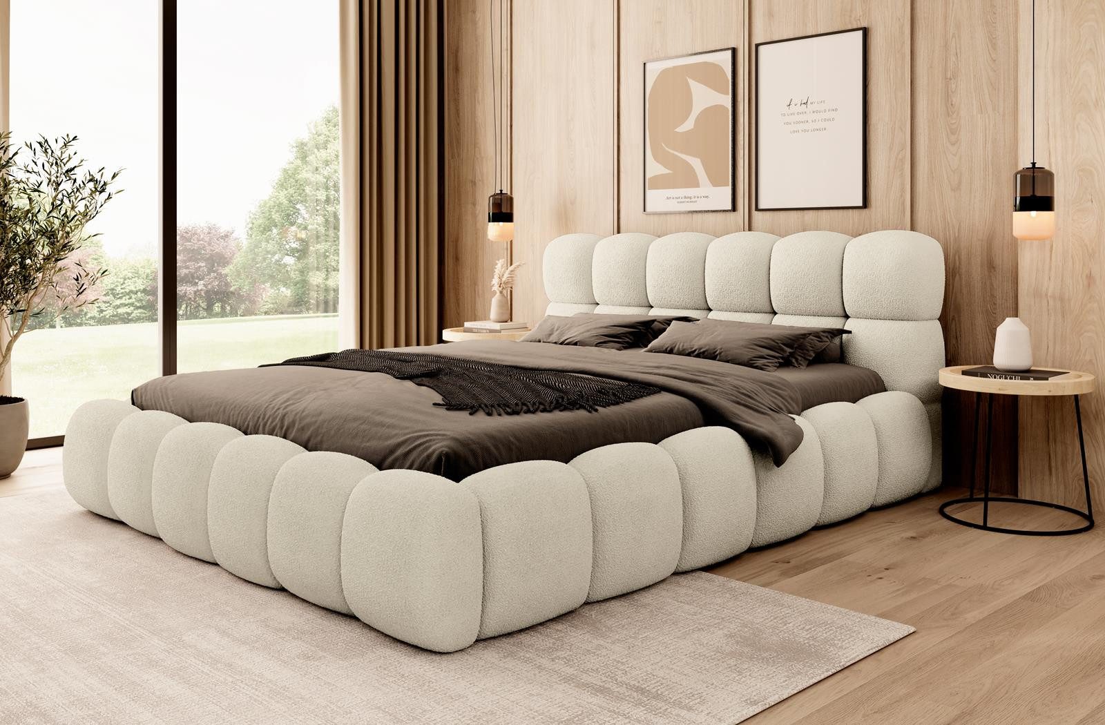 Compleo Polsterbett BUBBLE boucle Designerbett 140/160/180x200 günstig online kaufen