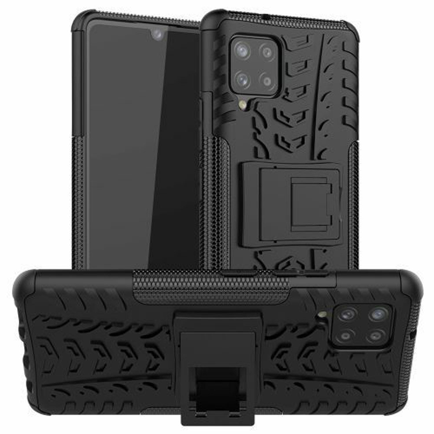 betterfon Handyhülle für Samsung Galaxy A42 5G Schutzhülle Panzer Case Schwarz, Stoßfeste Dual-Layer Hülle mit Kickstand kratzfest und formstabil