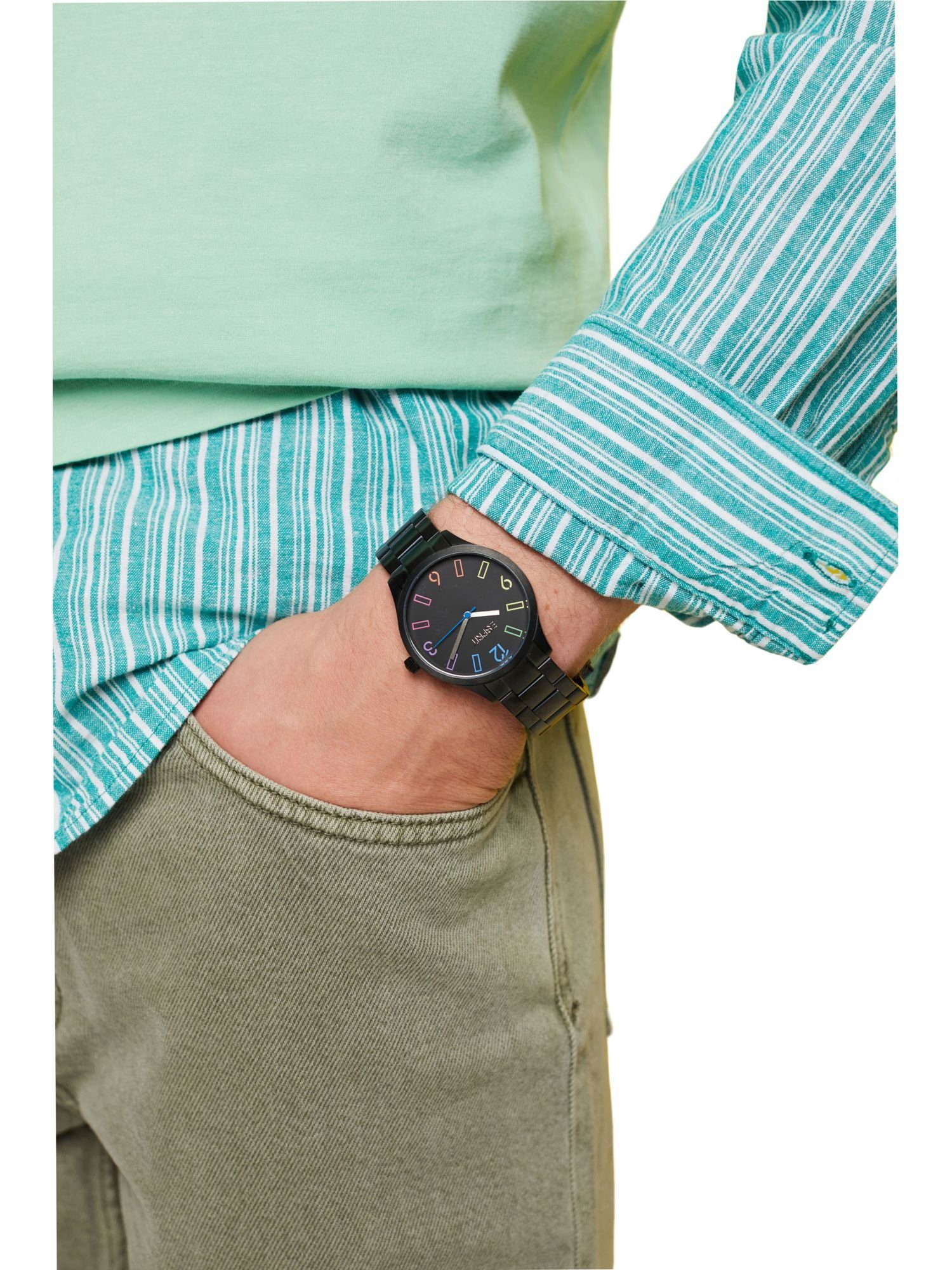 Esprit Quarzuhr Edelstahl-Armbanduhr mit mehrfarbigem Ziffernblatt