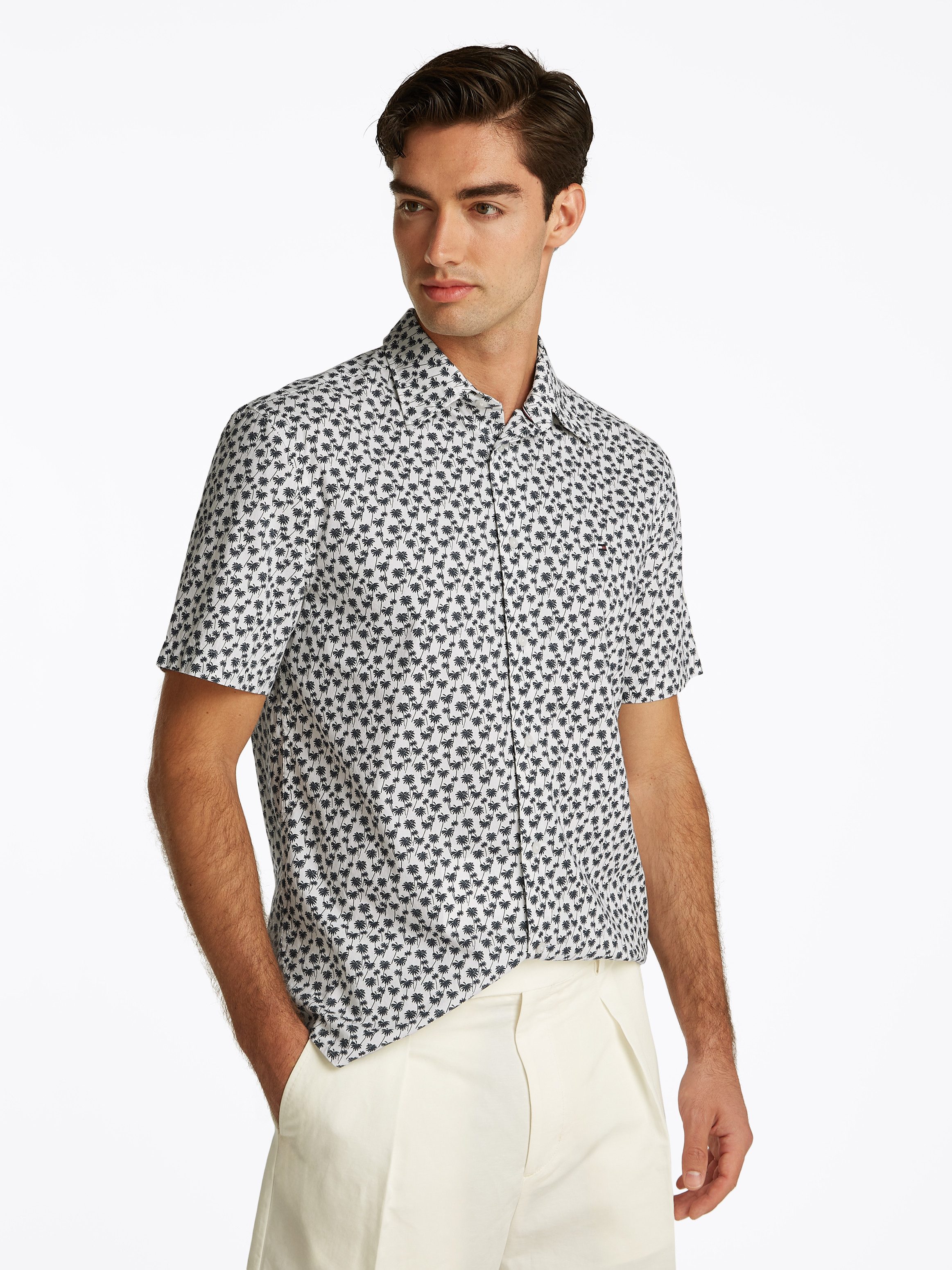 Tommy Hilfiger Kurzarmhemd FLEX POPLIN PALM SS SF SHIRT günstig online kaufen
