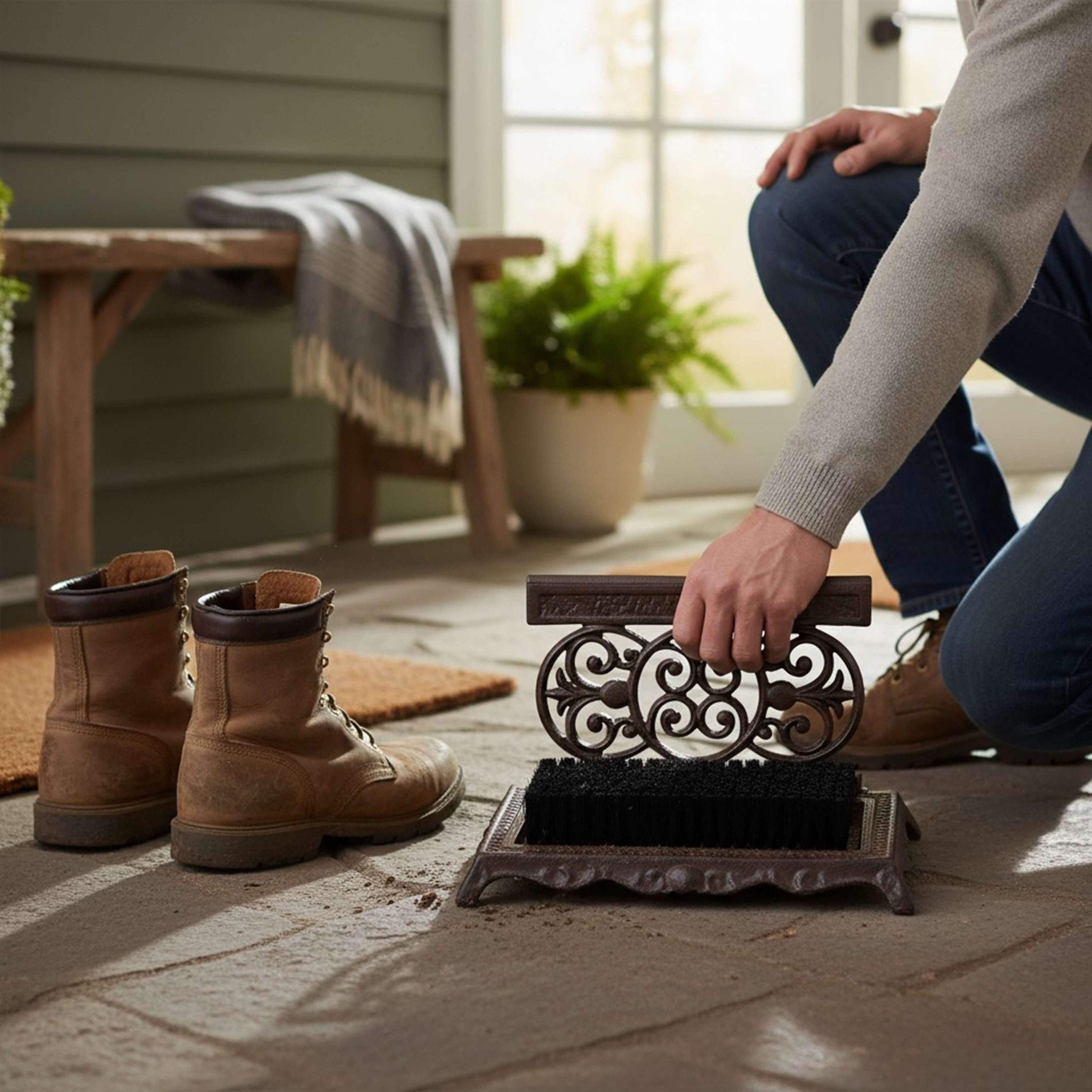 degawo Kehrgarnitur Schuhabstreifer Schuhschaber Landhaus Gusseisen Bürste Reinigen Schuhe, (1 x Schuhbürste)