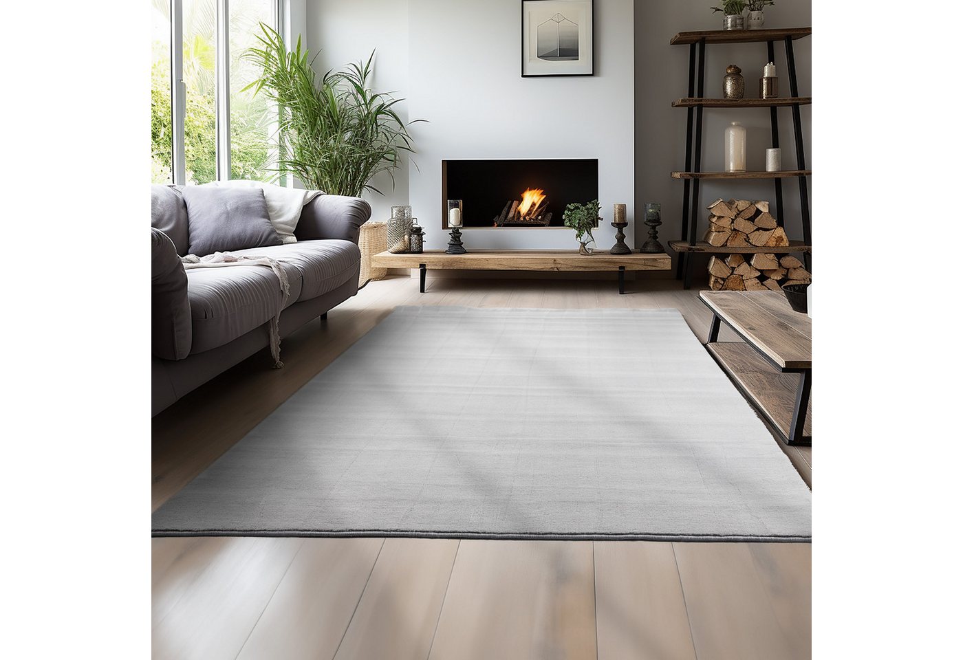 Teppium Teppich Unicolor - Einfarbig, Rechteckig, Höhe: 7 mm, Kurzflor Rund Teppich Anti-Rutsch Rückseite Waschbar Flauschiger