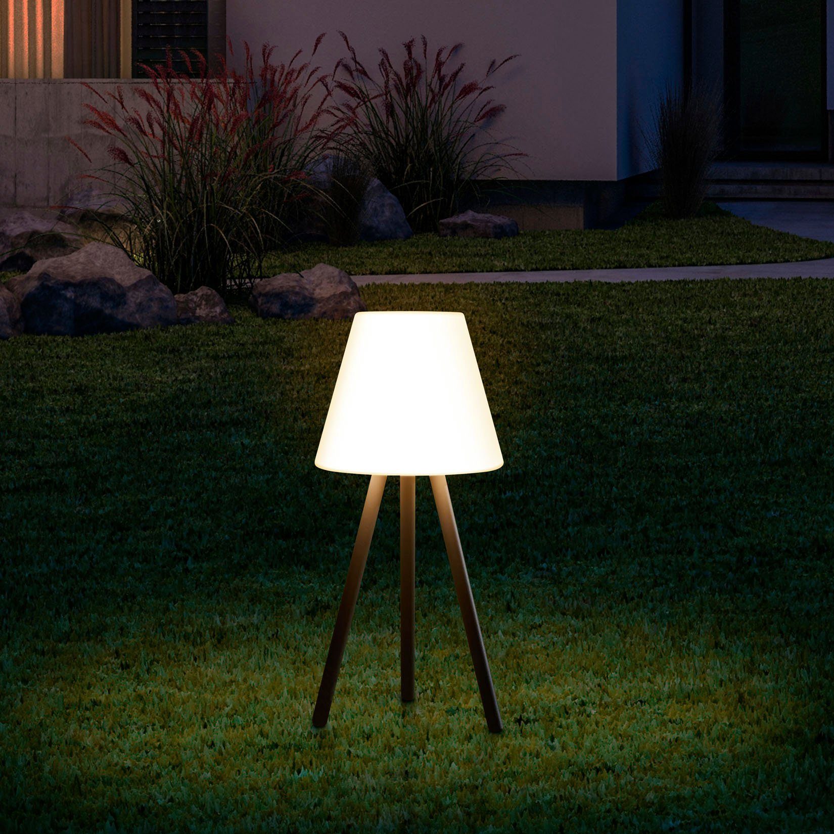 Tischleuchte Outdoor Paco Dreibein LED LED Für Lampe Skandi Home Balkon fest Außen Retro integriert, ROBIN,