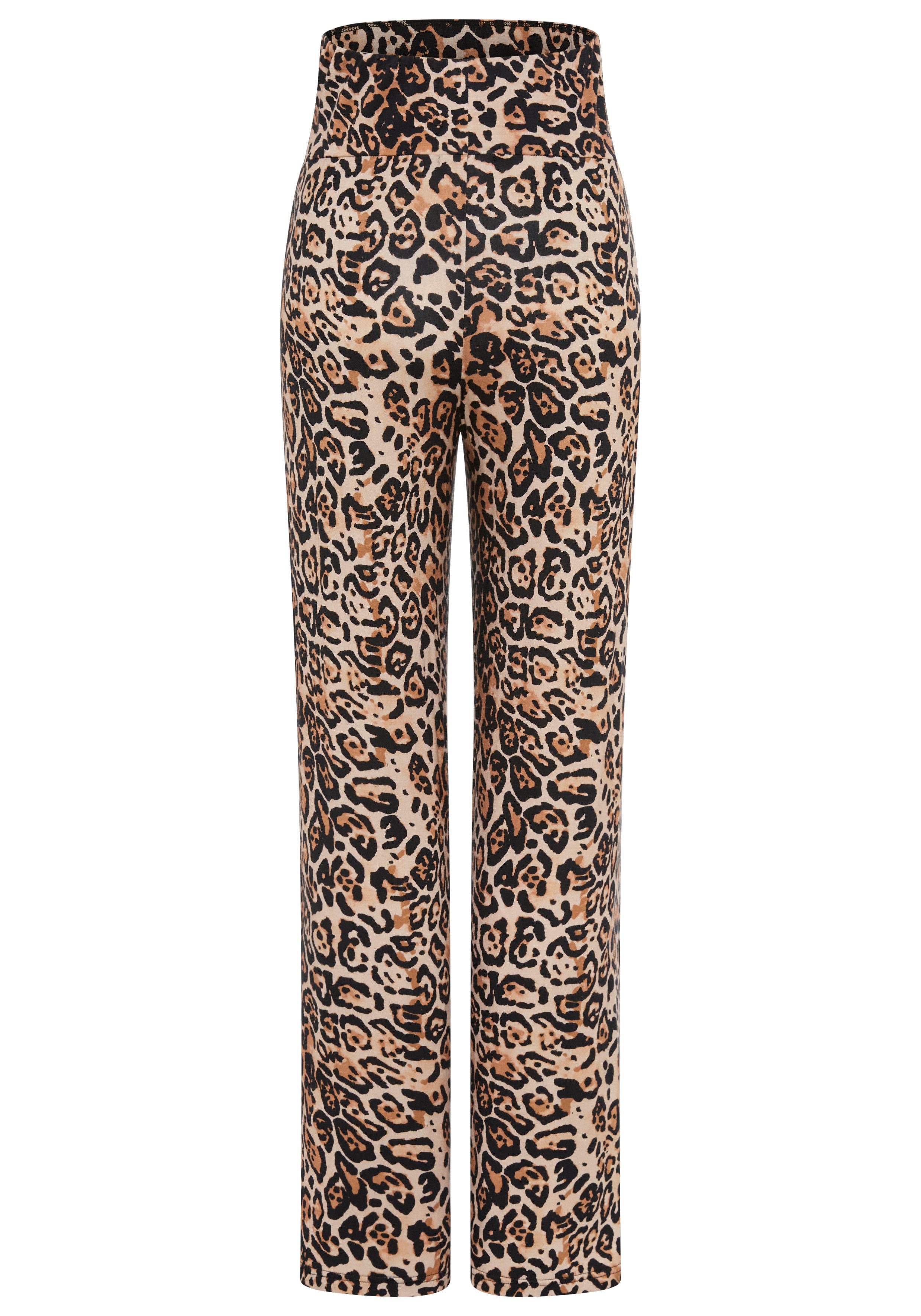 Neun Monate Umstandshose Jerseyhose für Schwangere in Leo Design Umstands-Hose mit weitem Bein