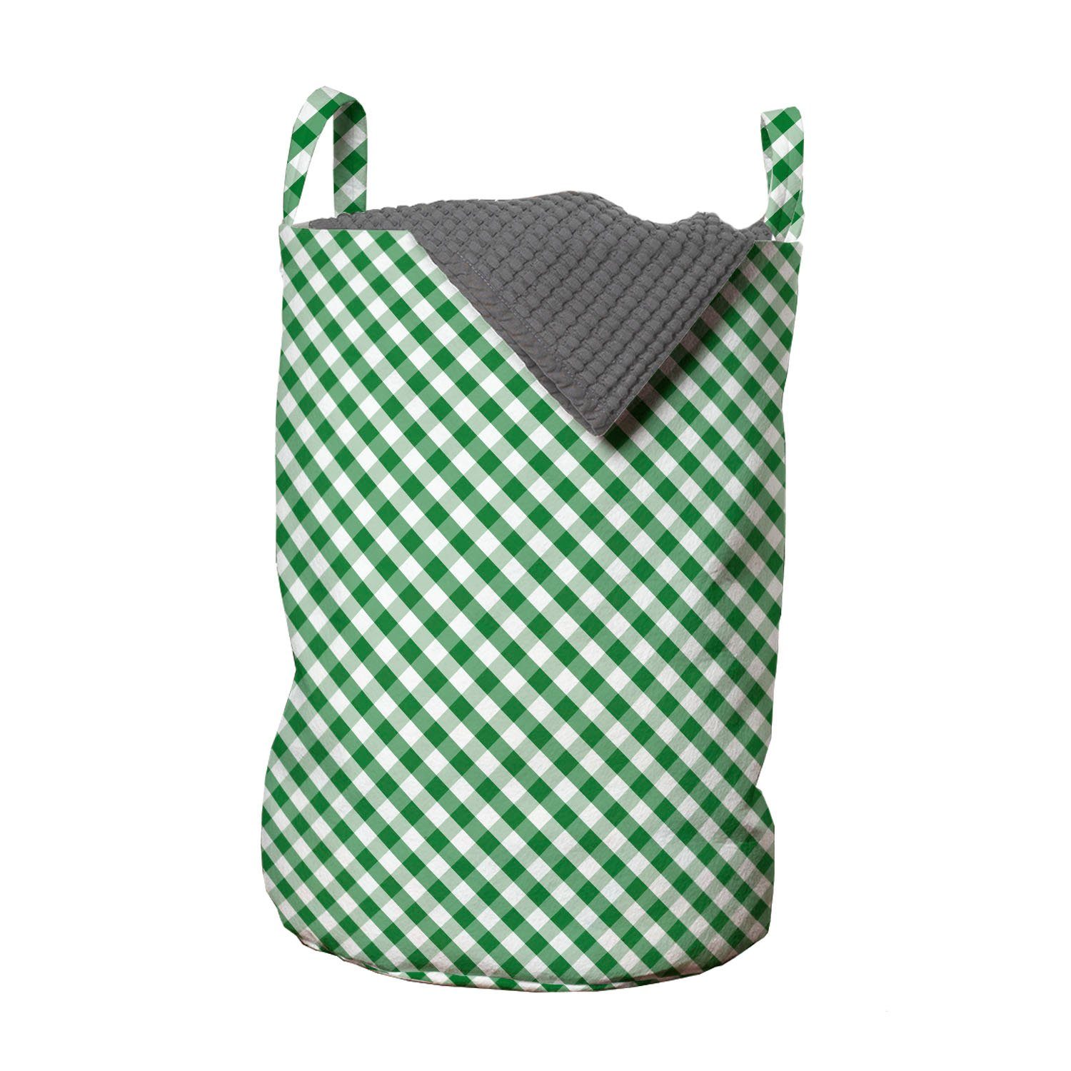 Abakuhaus Wäschesäckchen Wäschekorb mit Griffen Kordelzugverschluss für Waschsalons, Abstract Green karierte Muster