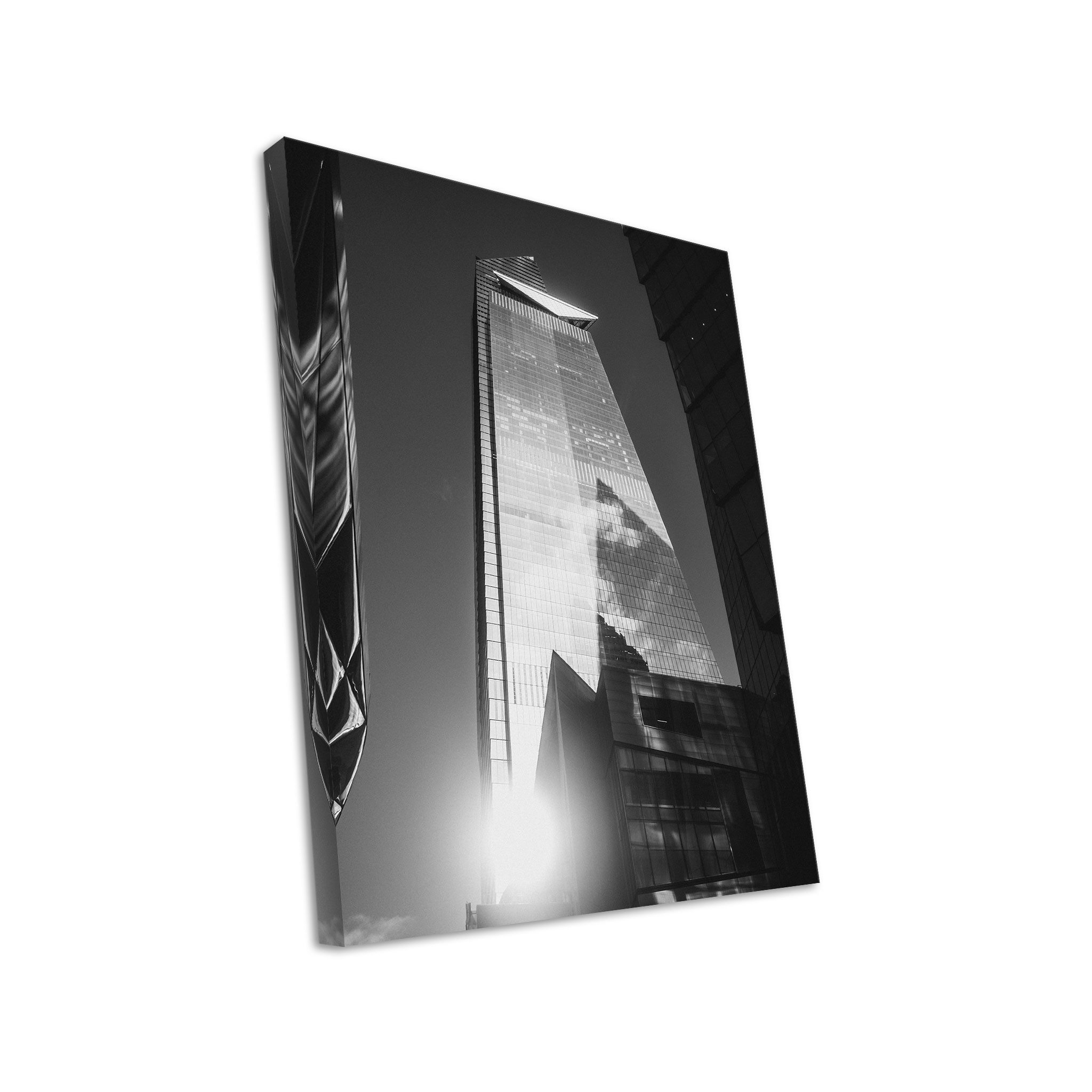 Hustling Sharks Leinwandbild Skyline-Art-Bild als XXL Leinwandbild "Hochhaus im harten Gegenlicht", in 5 unterschiedichen Größen verfügbar