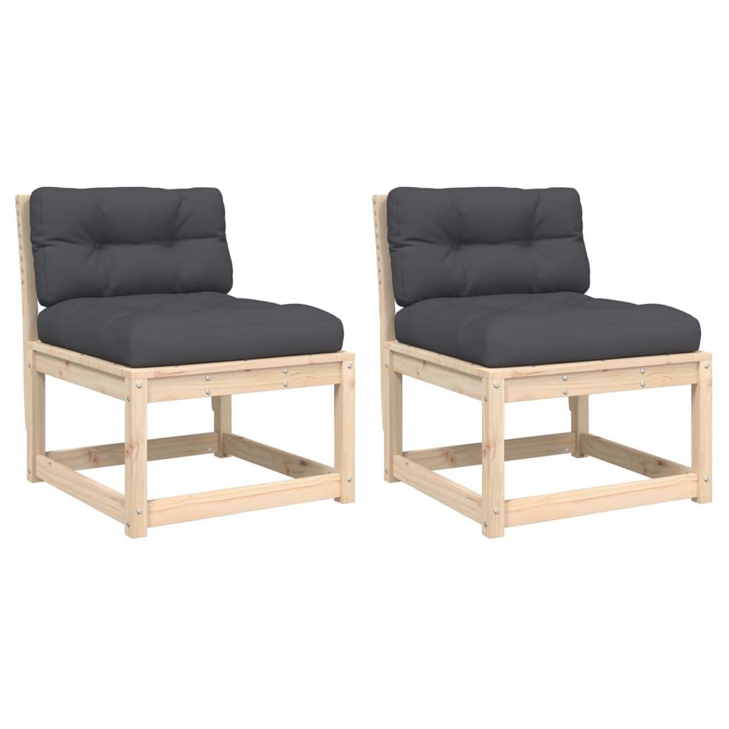vidaXL Loungesofa Gartensofas mit Kissen 2 Stk. Massivholz Kiefer