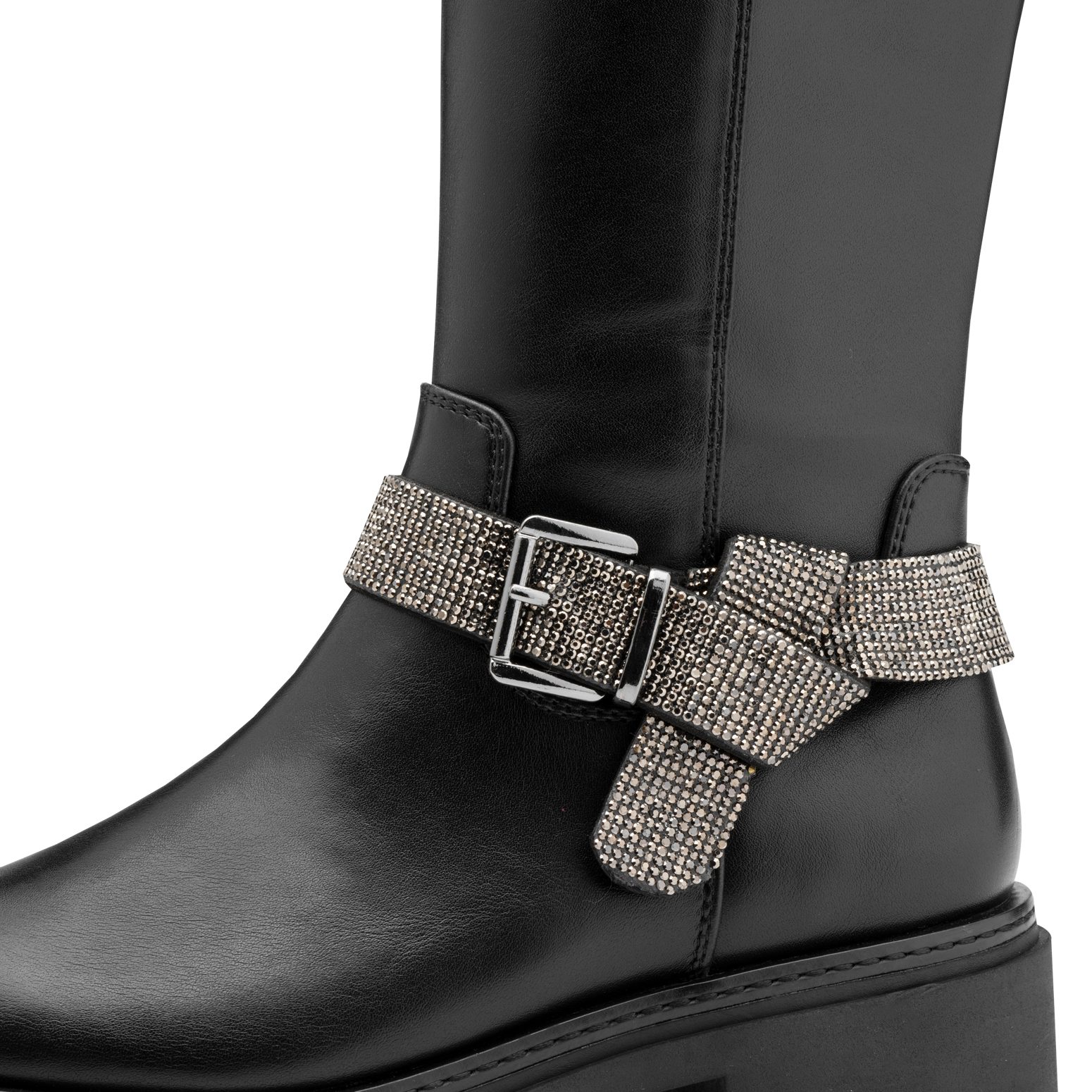 MARCO TOZZI by GMK Stiefel, Blockabsatz, Langschaftstiefel mit schmuckbesetztem Zierriegel