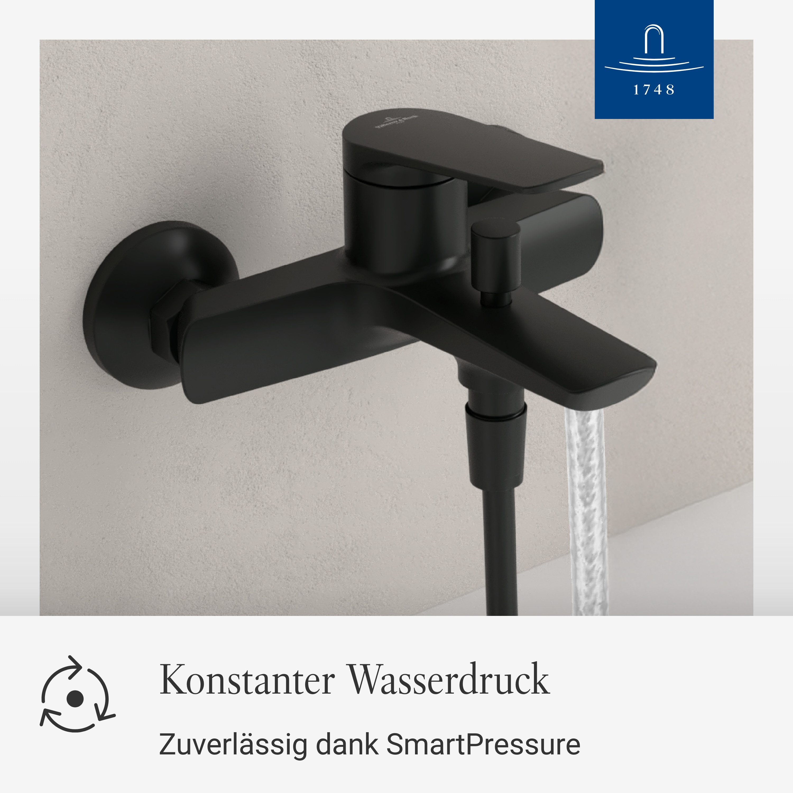 Villeroy & Boch Wannenarmatur Oasis Aufputz Wasserhahn Badewanne mit Rückflussschutz und Umstellfunktion