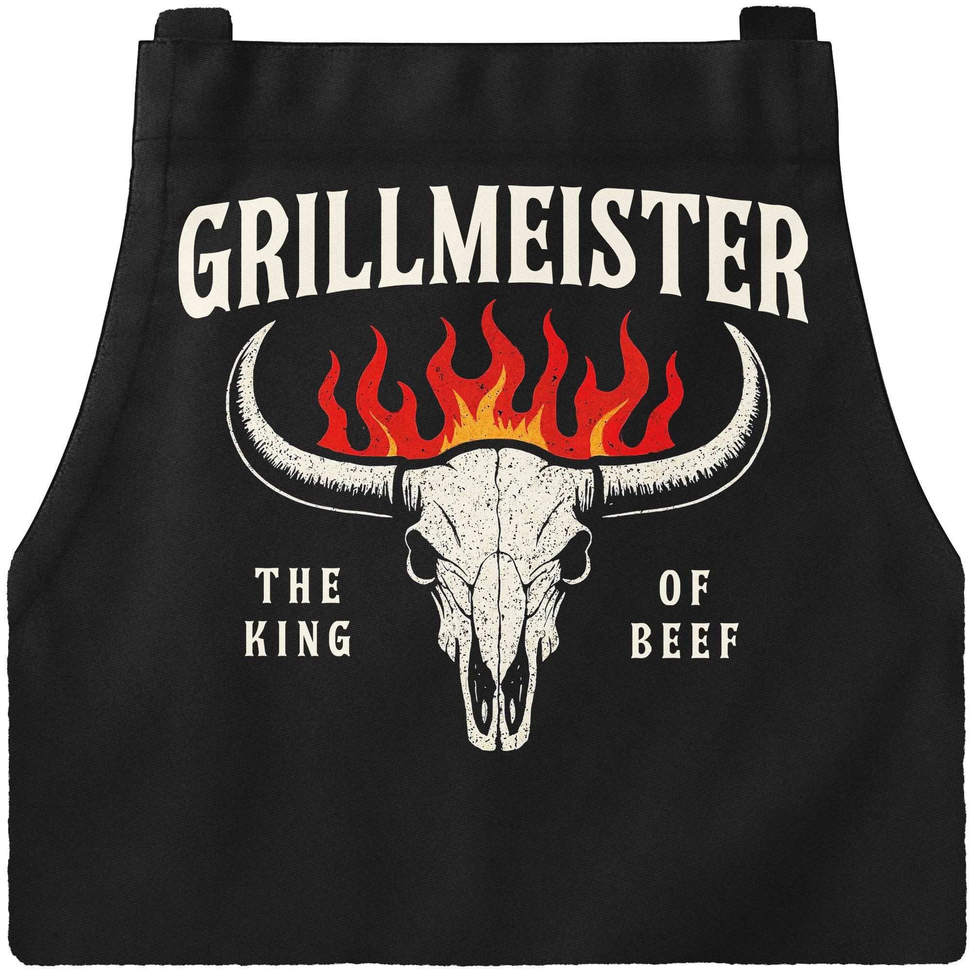MoonWorks Grillschürze Grillschürze für Männer mit Spruch Grillmeister Flammen Kochschürze, mit kreativem Aufdruck