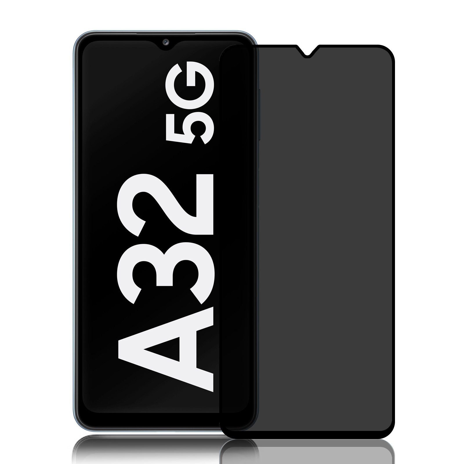 Numerva Schutzfolie Panzer Folie für Samsung Galaxy A32 5G Echt Glas Folie, (1x Schutzfolie 2x Reinigungstücher), Anti Spy Schutzfolie Blickschutz Glasfolie Sichtschutzfolie