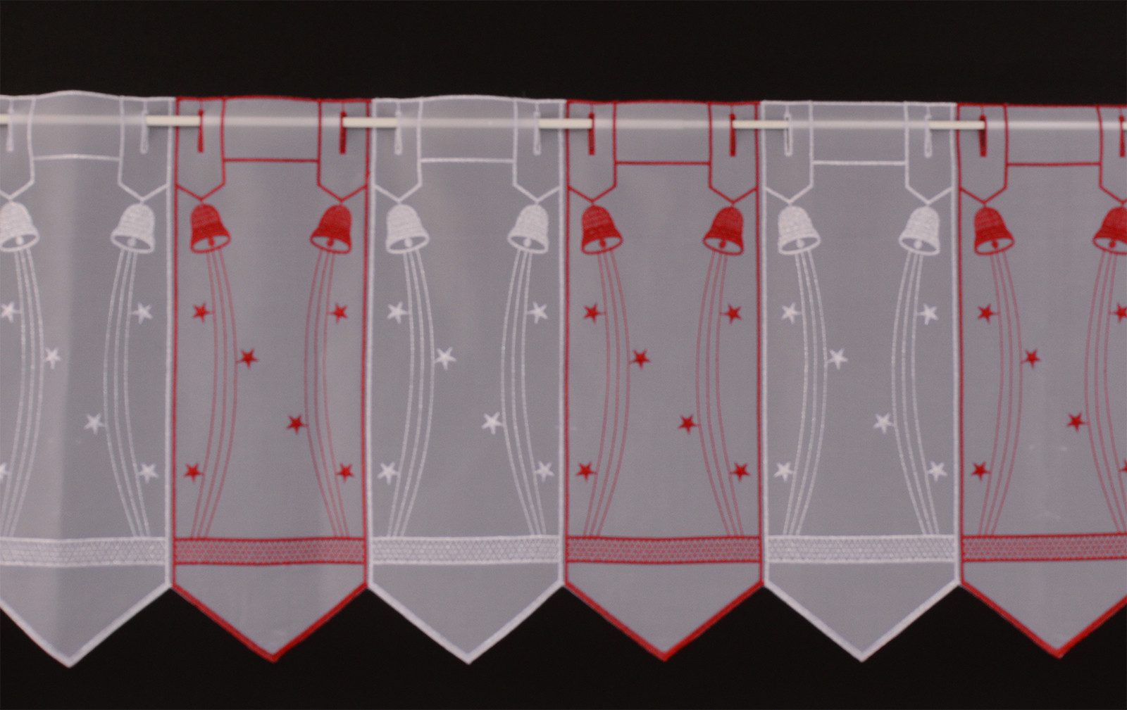 Gardinen Kranzusch Scheibengardine Glocken und Sterne, Stangendurchzug, tra günstig online kaufen