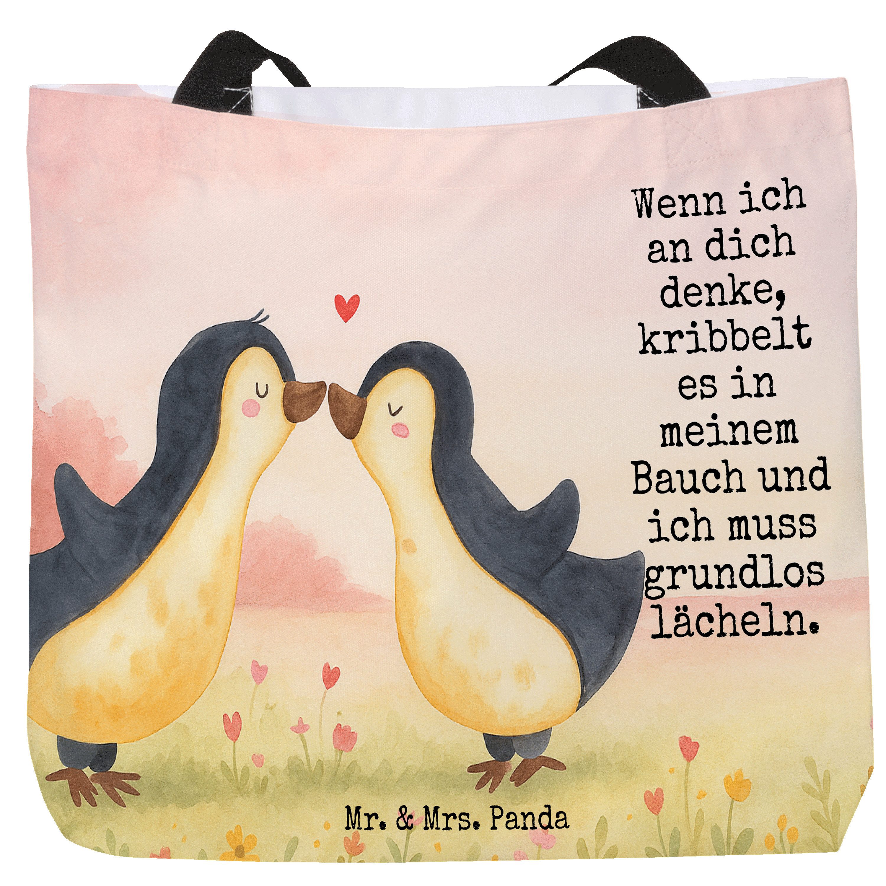 Shopper Pinguine Kuss Design, Schultasche, Weiß, Tasche, Freundin, Valentinst