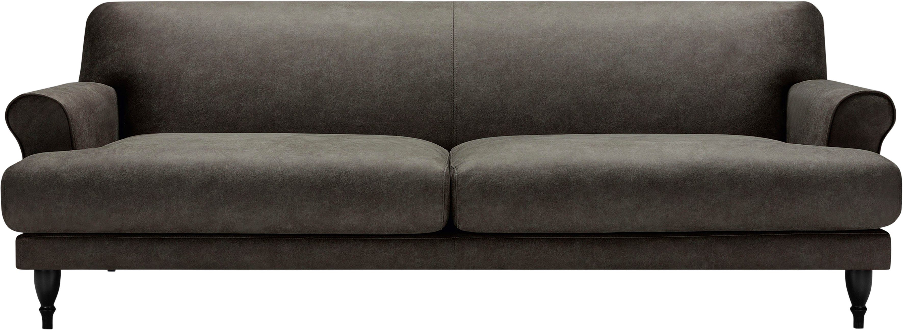 LOVI Sofa Polsterunterlage Buche Sitzunterfederung mit 3-Sitzer, schwarz, Füße Ginger