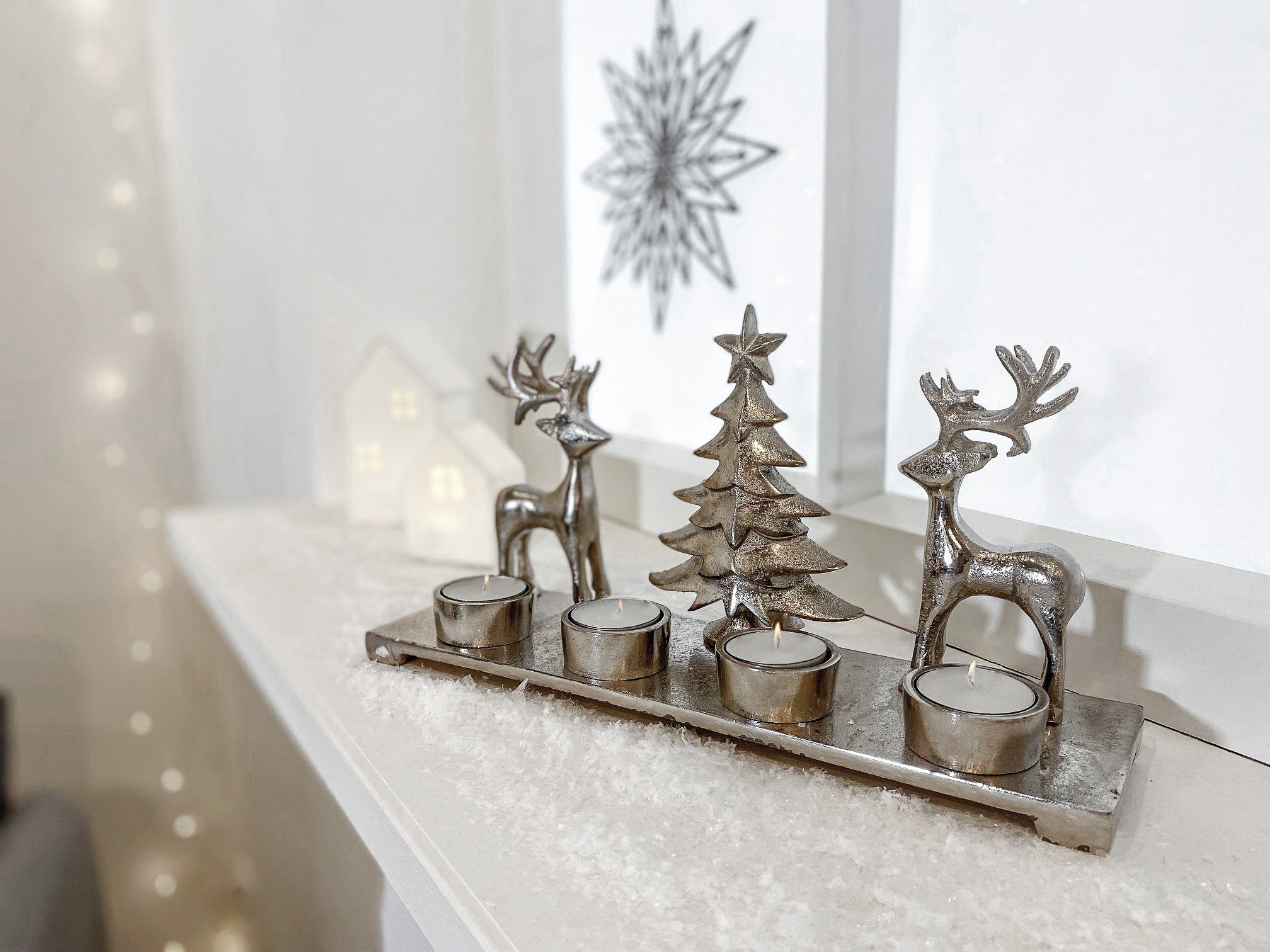 Kobolo Kerzenhalter Adventskranz Adventsdeko Weihnachtsdeko Rentiere- Metal günstig online kaufen