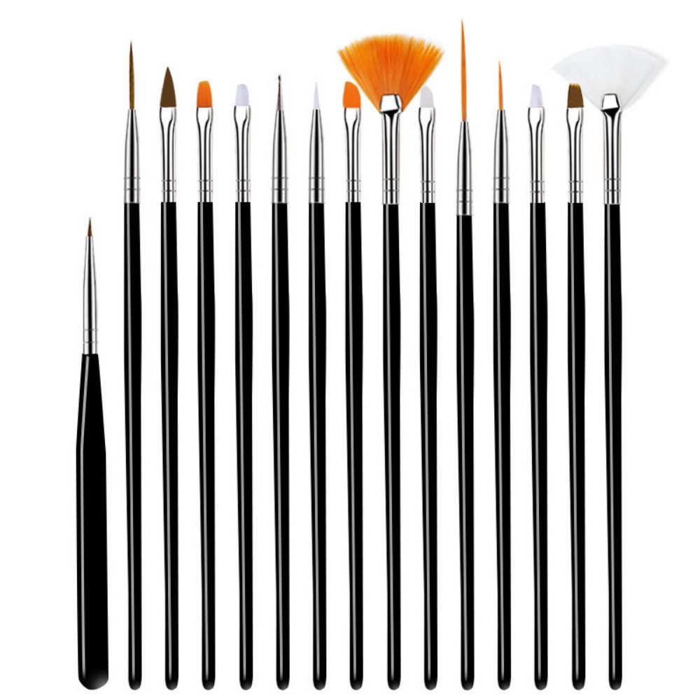 Pinsel 15 Stück Nagel Pinsel Set für Gelnägel UV-Gel Nageldesign Nail Art DIY