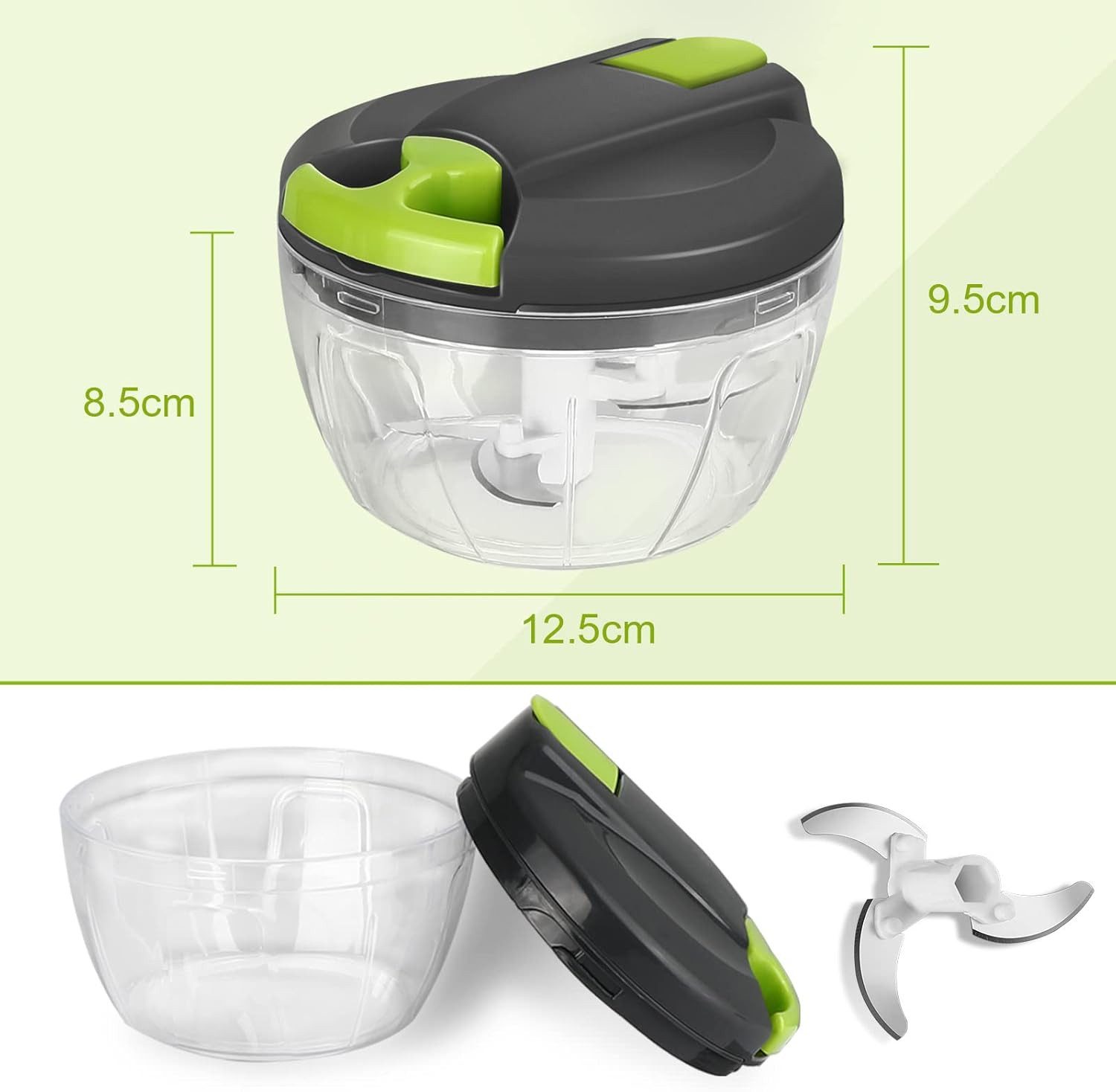 FELIXLEO Gemüseschneider Zwiebelschneider Manuell 520ML Gemüseschneider Seilzug Hacker