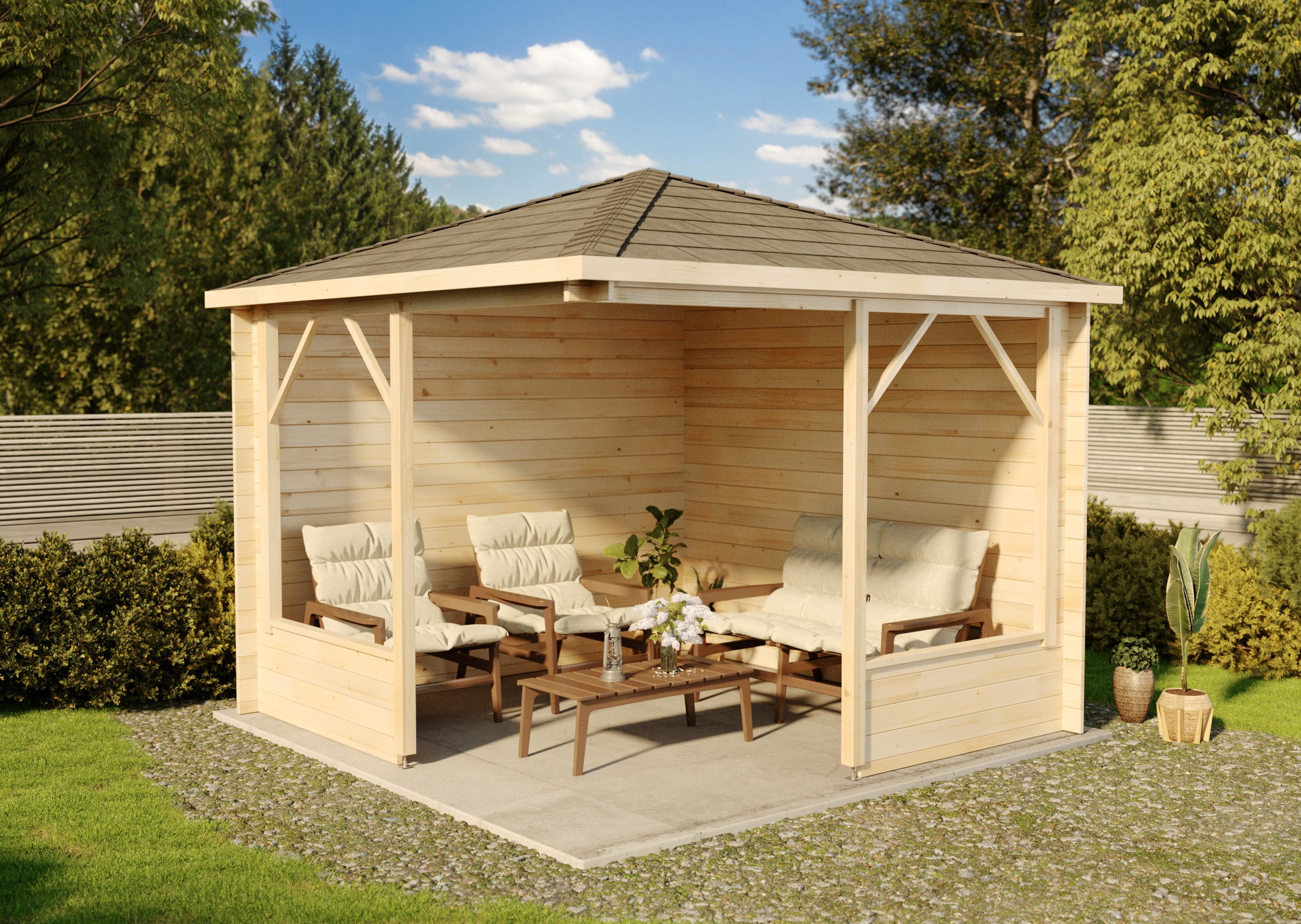 Alpholz Pavillon 5-Eck Maik-28, in Naturbelassen