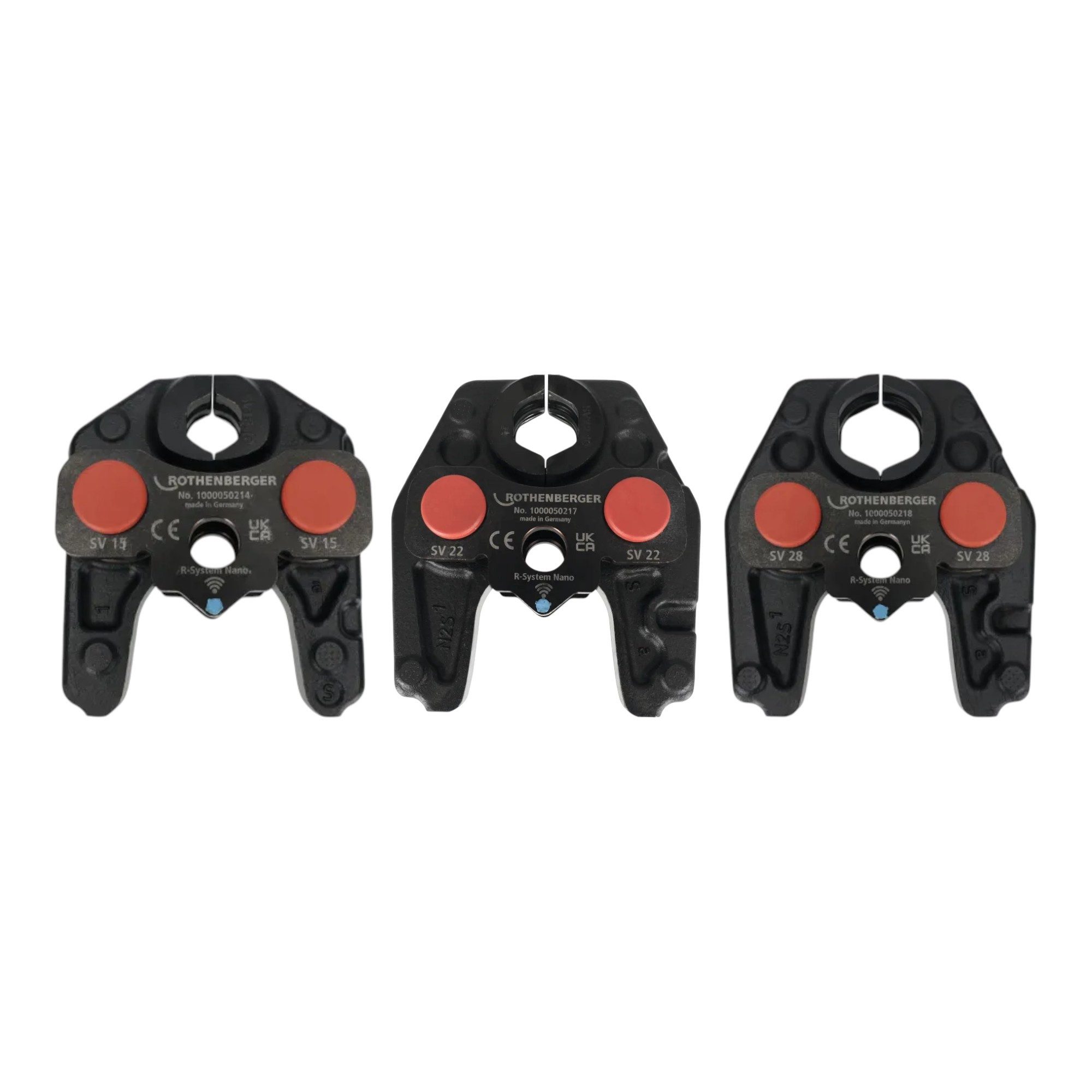 Rothenberger Werkstattpresse ROMAX NANO iJAWs SV 15 - 22 - 28 mm Pressbacken Set 3 tlg