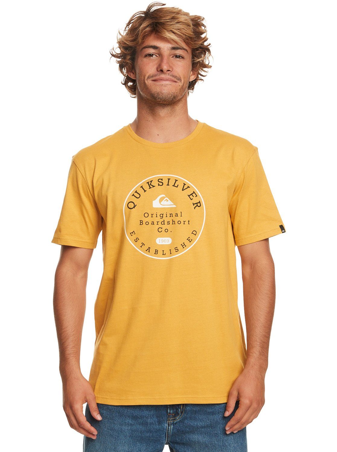 [Viele beliebte Produkte verfügbar] Quiksilver T-Shirt Circle Trim Mustard