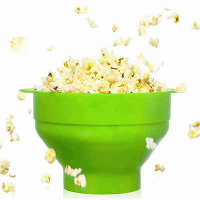 Silberstern Popcornmaschine Zusammenklappbare Silikon-Mikrowellen-Heißluft-Popcorn-Popper-Schüssel, mit Deckel Mikrowellen-Silikon-Popcorn-Silikon-Popcorn-Maker-Schüssel