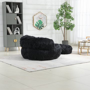 OKWISH Sitzsack Kunstpelz Sitzsack Lazy Schlafsofa (Stuhl mit Ottoman für Erwachsene Kinder, für Wohnzimmer,Wohnung,Schlafzimmer,Home Office)