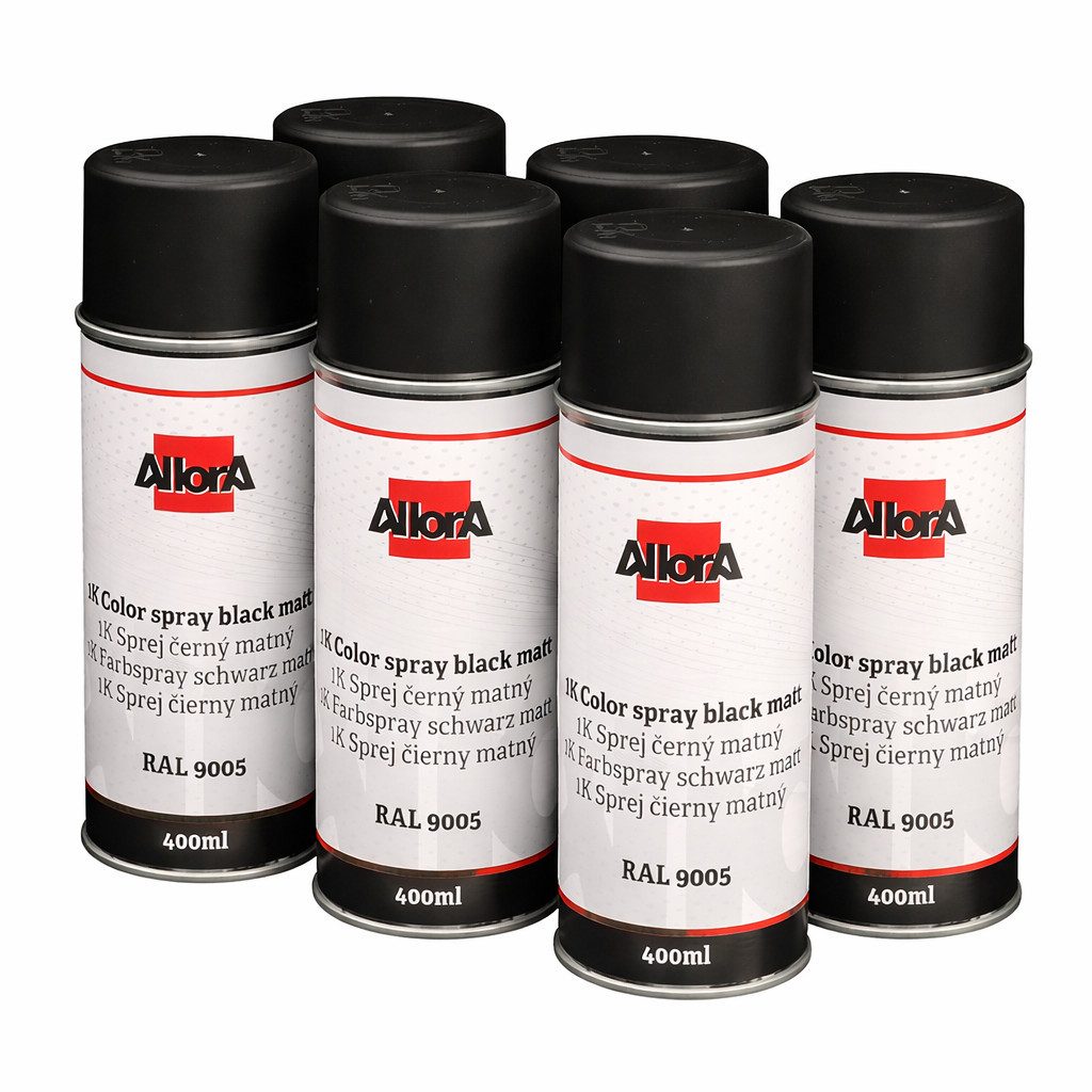 AllorA Sprühlack 1K Spraydose Schwarz matt, RAL 9005, Lackspray, Schnelltrocknend, Witterungsbeständig, lichtecht, Benzinfest