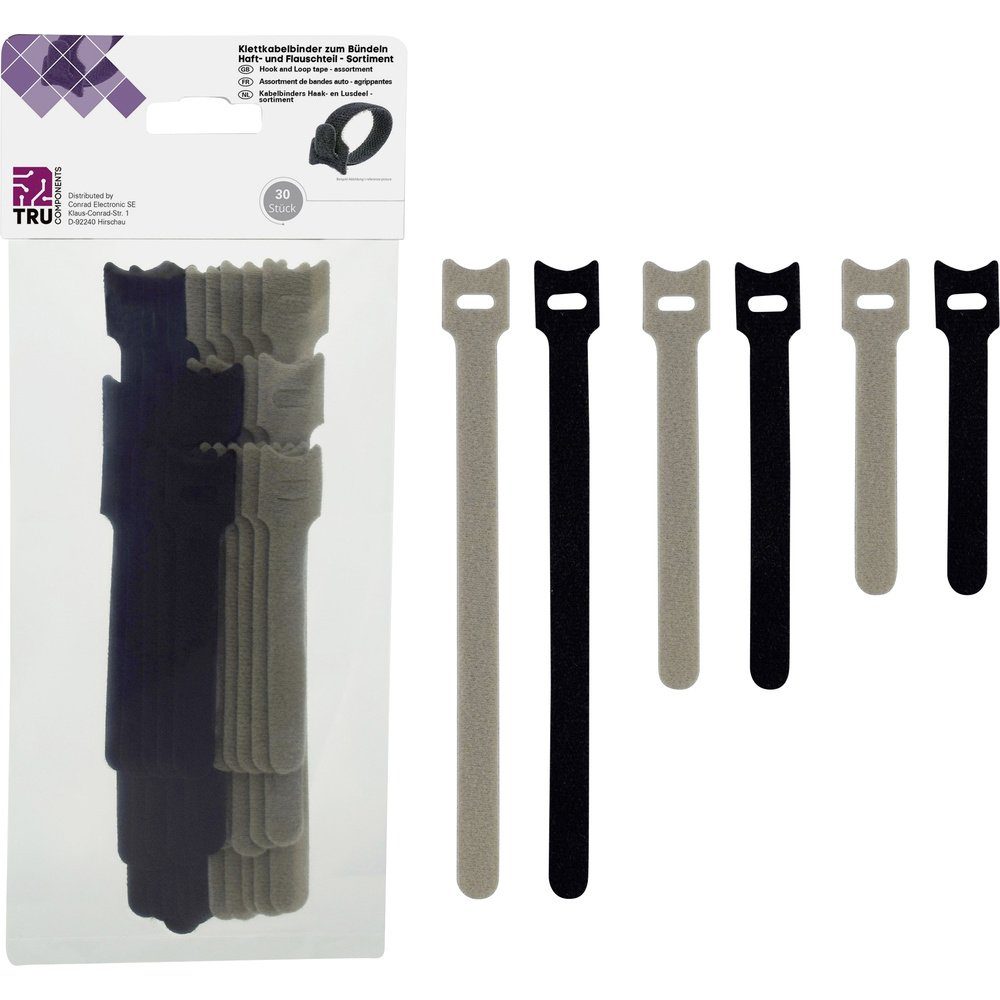 TRU COMPONENTS Klettband TRU COMPONENTS 30S014 Klettbinder Sortiment 30 St., (30S014)