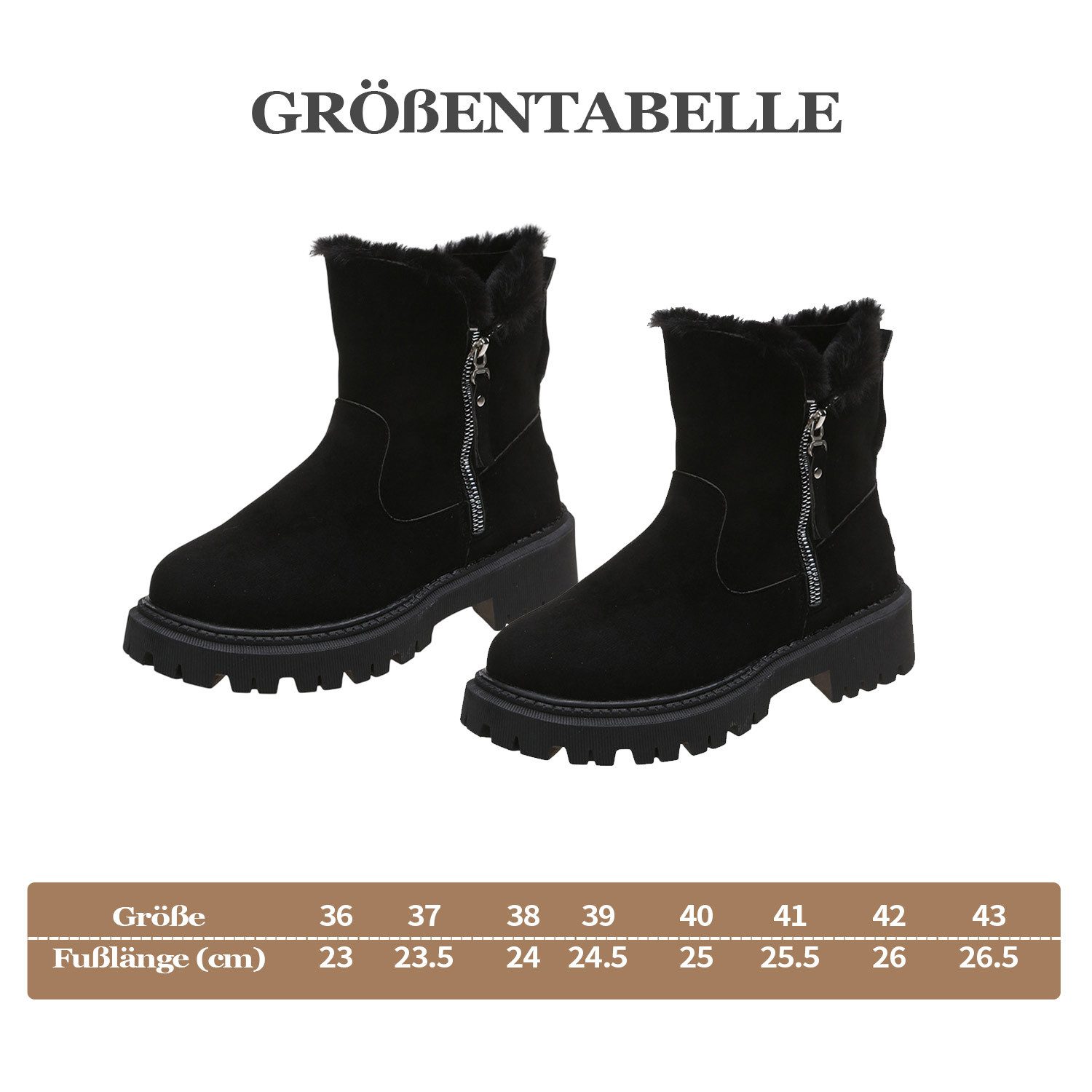 Refttenw Schneestiefel Damen mit Warm Gefüttert & Reißverschluss, Rutschfes günstig online kaufen