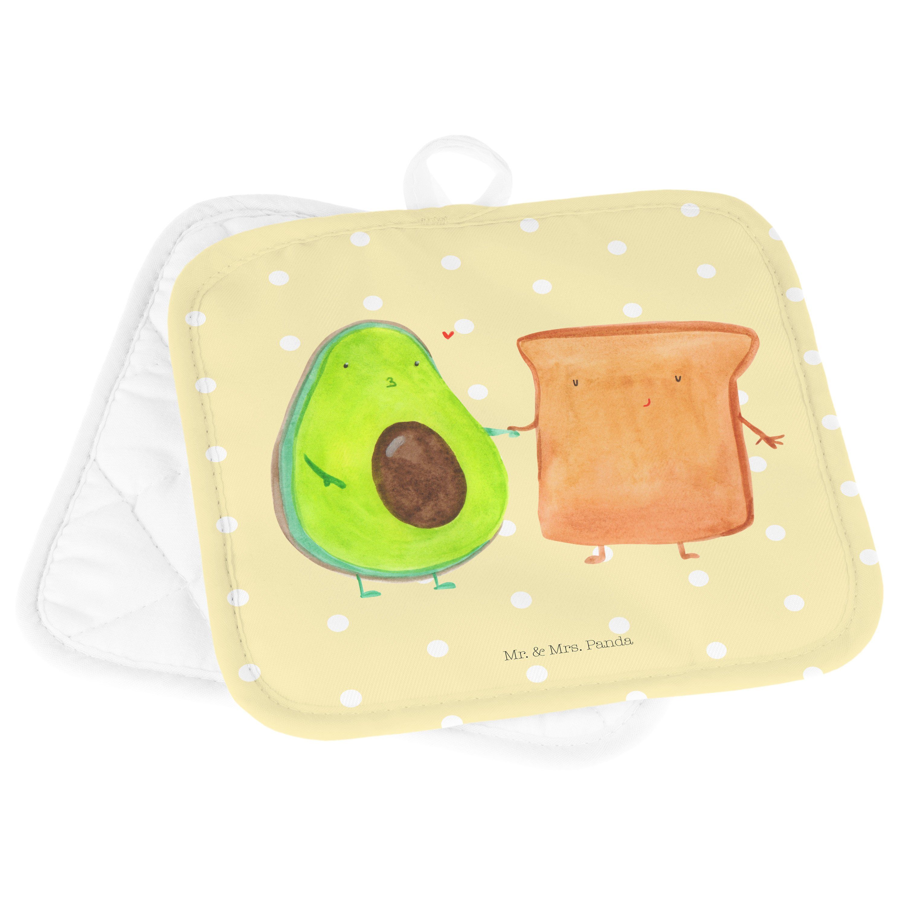 Panda Avocado Geschenk, Toast & - T, Mr. Pastell (1-tlg) Gesund, Gelb + Hochzeit, Topflappen - Mrs. Liebe,